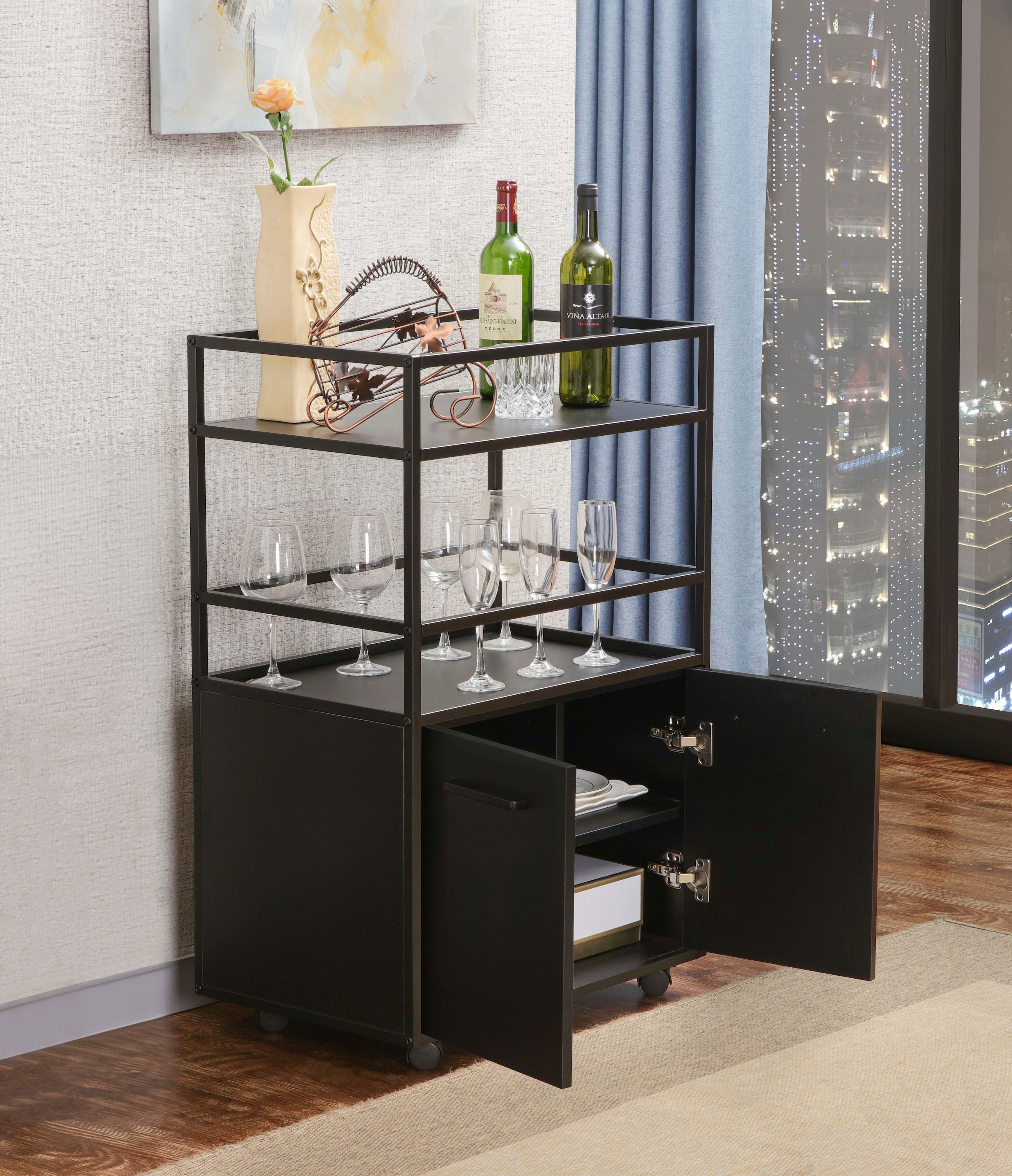 Home affaire Barschrank »Perth« 1 Stk. tlg. Barschrank mit 2 Türen & offenem Fach - (B/T/H) 60/40/94 cm