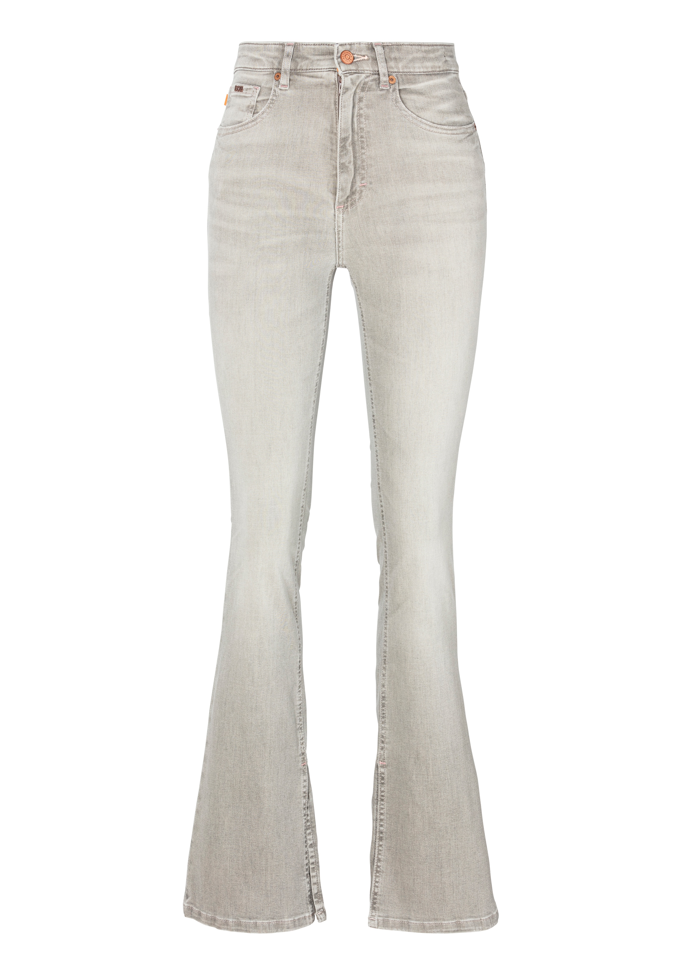 BOSS ORANGE Schlagjeans »Rosa High Rise Bootcut Premium Damenmode«, mit BOSS Leder-Badge