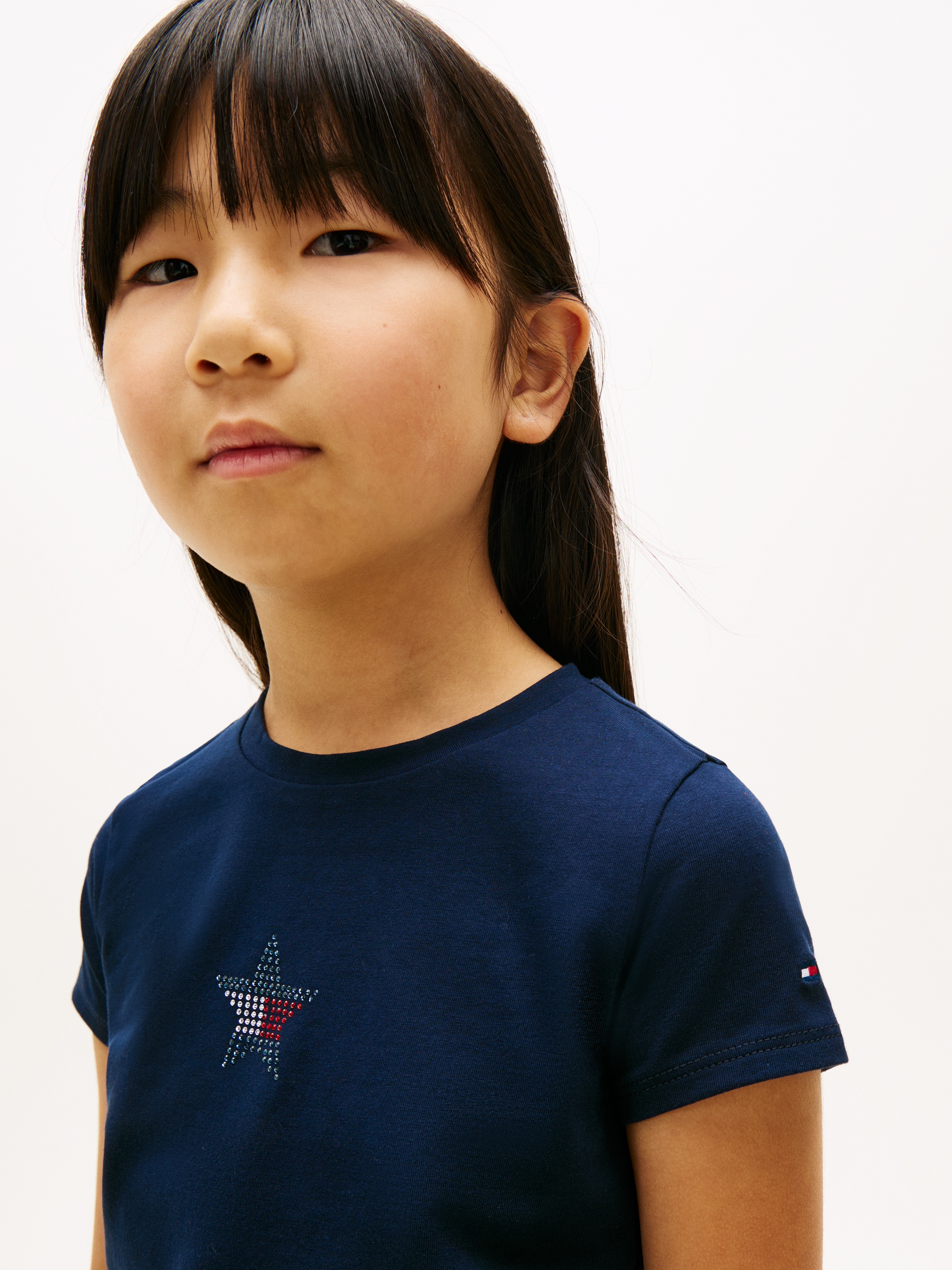 Tommy Hilfiger T-Shirt »STAR FLAG TEE SHORT SLEEVE« Kinder bis 16 Jahre, Logo mit Strass-Steinen