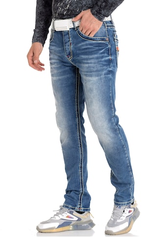 Slim-fit-Jeans, mit auffälligen Kontrastnähten