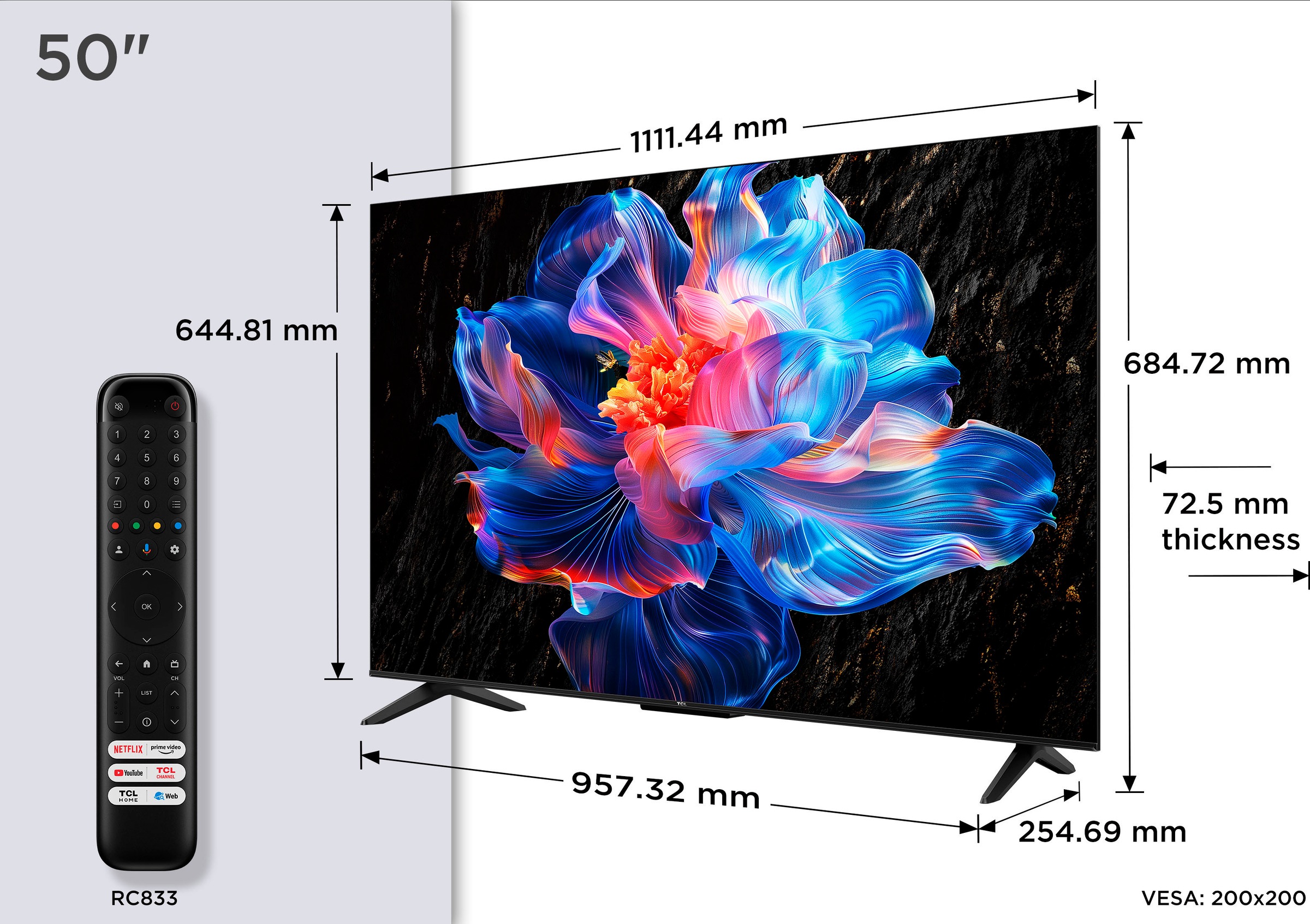 TCL LED-Fernseher »50V6CX1«, 4K Ultra HD, Google TV-Smart-TV, 4K HDR, Multi-HDR, Dolby Vision, Game Master, Smart TV, Apple TV, AiPQ