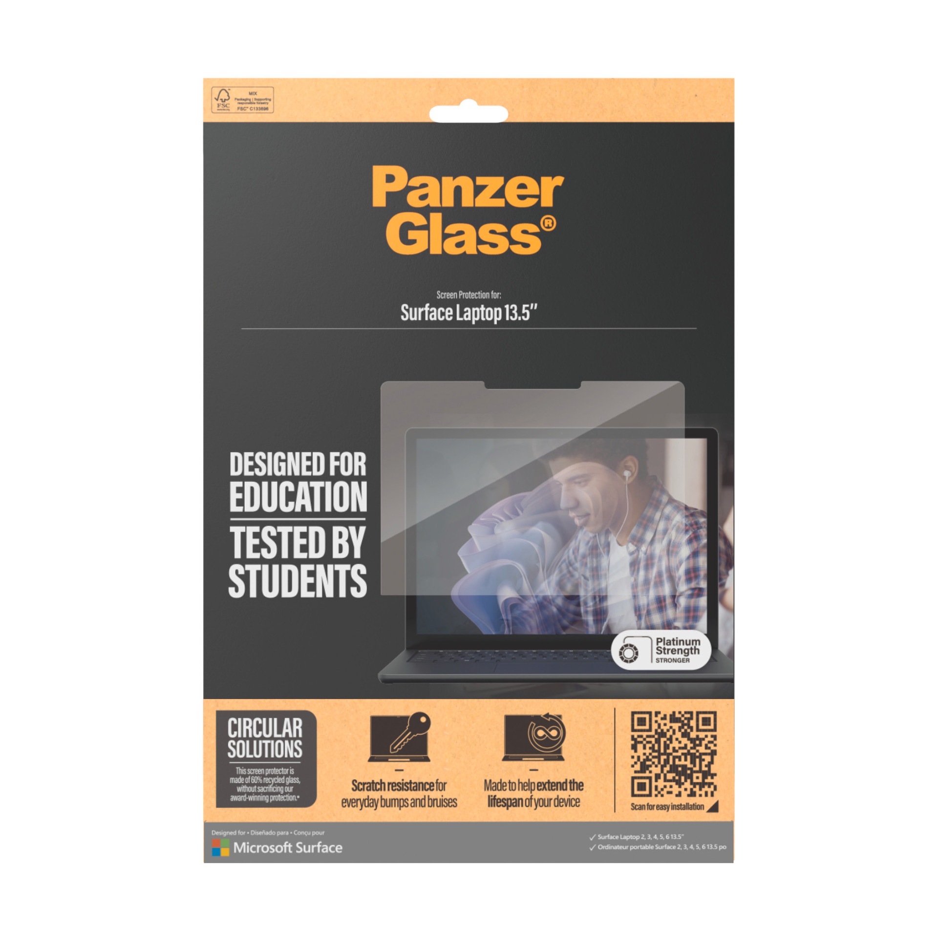 CARE by PanzerGlass Displayschutzglas »Screen Protector«, für Microsoft Surface Laptop 13.5 2/3/4/5/6, Displayschutzfolie, Schutzfolie, Bildschirmschutz, kratz- & stoßfest