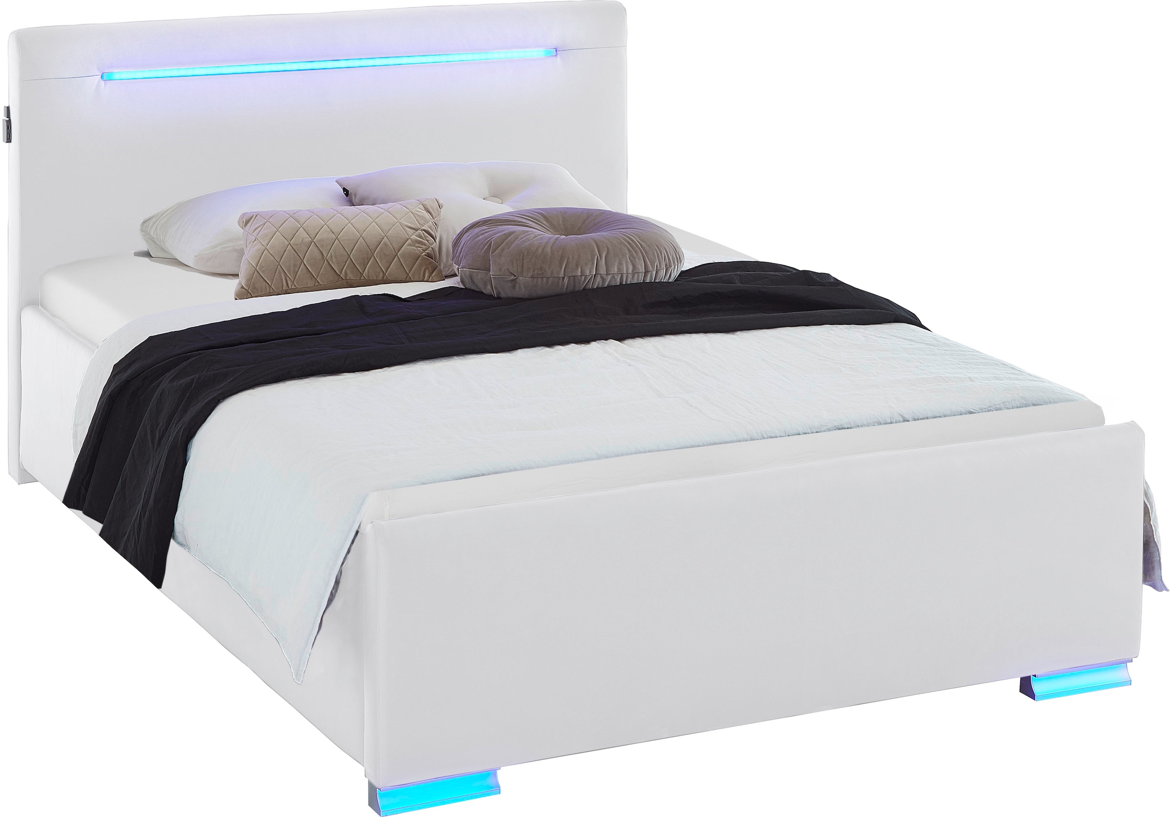meise.möbel Polsterbett »Las Vegas III mit LED-Beleuchtung und USB-Anschluss«, erhältlich in den Breiten 140 & 180cm