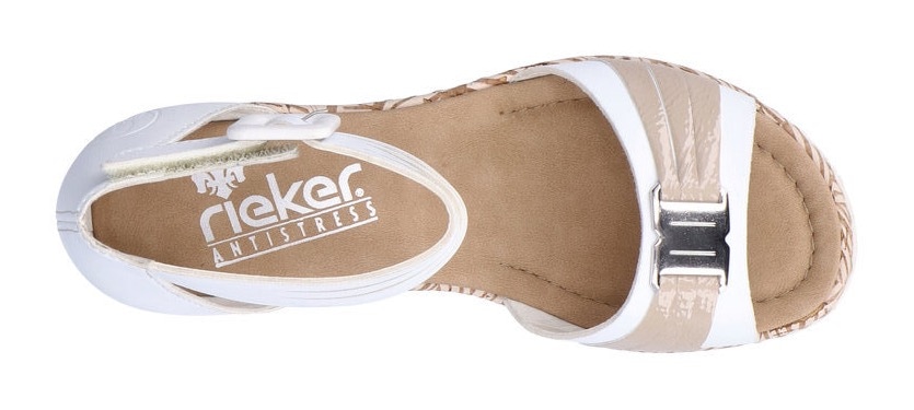 Rieker Keilsandalette, Sommerschuh, Sandale, Keilabsatz, mit Print an der Laufsohle