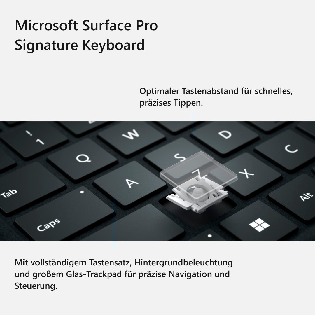 Microsoft Tastatur »Surface Keyboard mit ➥ 2«, Jahre XXL Touchpad Pro Garantie 3 UNIVERSAL mit Slim Signature | (Fn-Tasten-Windows-Sperrtaste-Touchpad-Magnetverschluss) Pen