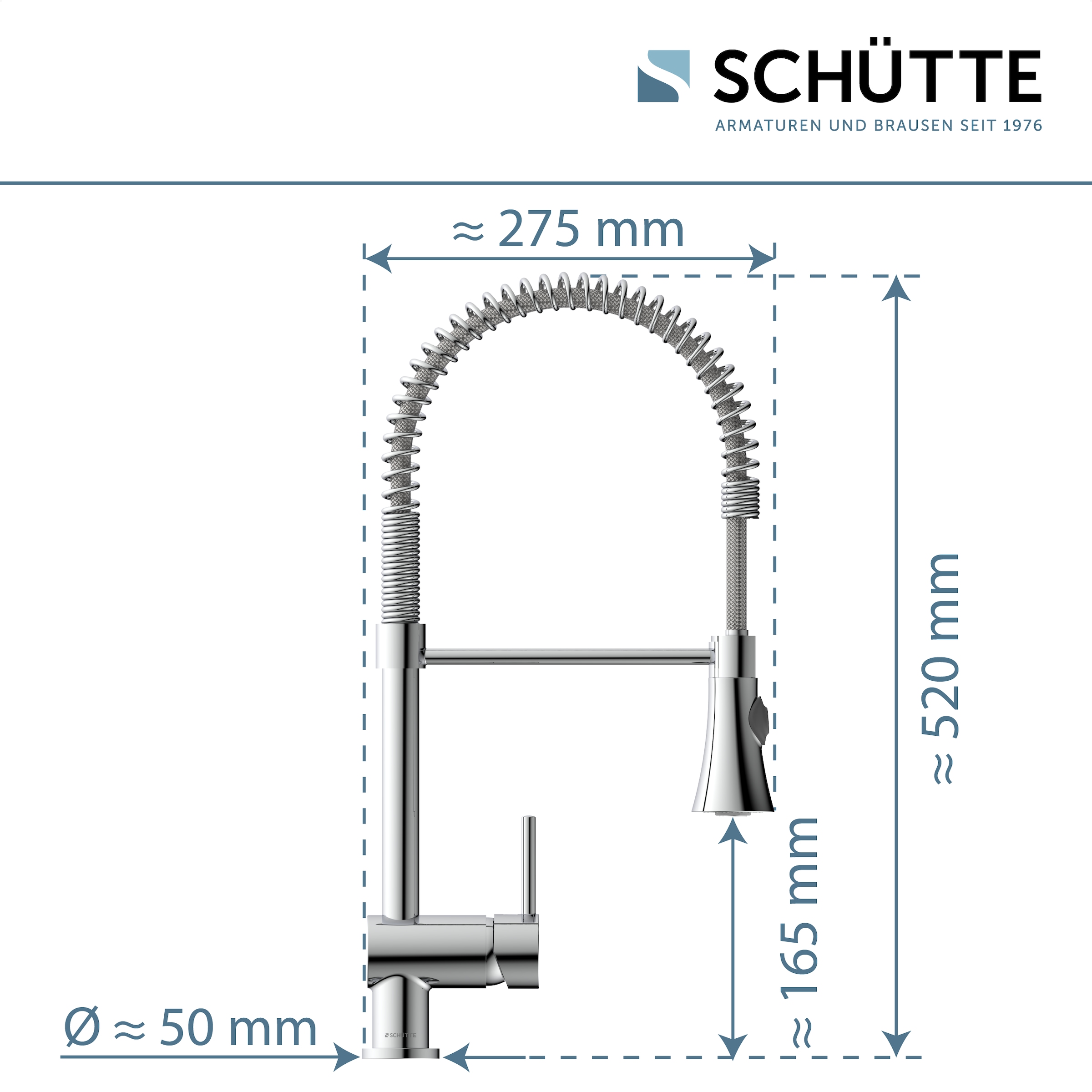 Schütte Spültischarmatur »CORNWALL« Niederdruck Armatur Küche, Wasserhahn ausziehbar, Mischbatterie, Chrom