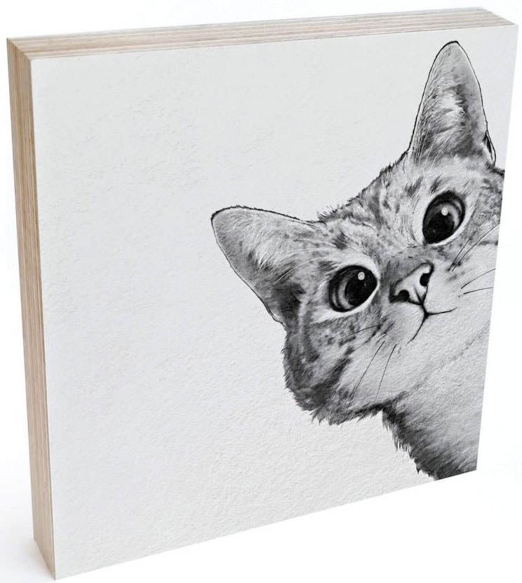 Wall-Art Holzbild »Tischdeko Katze Holzdeko«, (1 St.) auf Raten bestellen