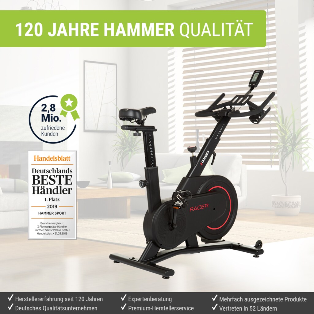 Hammer Speedbike »Racer«, Trainingscomputer mit LCD-Anzeige, Fitness-Apps per Smartphone/Tablet