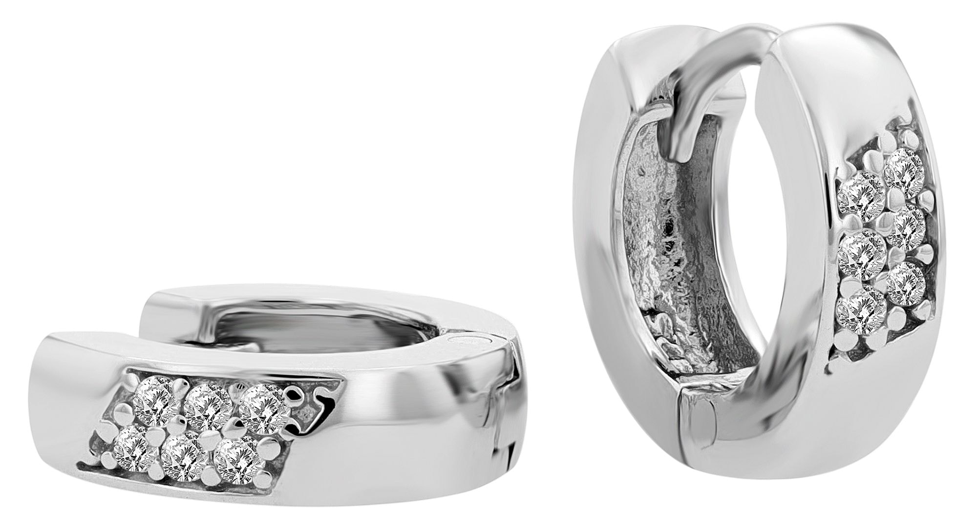 Adelia´s Paar Creolen »Damen Ohrringe ¿ Klappcreole aus 925 Silber mit Zirkonia«