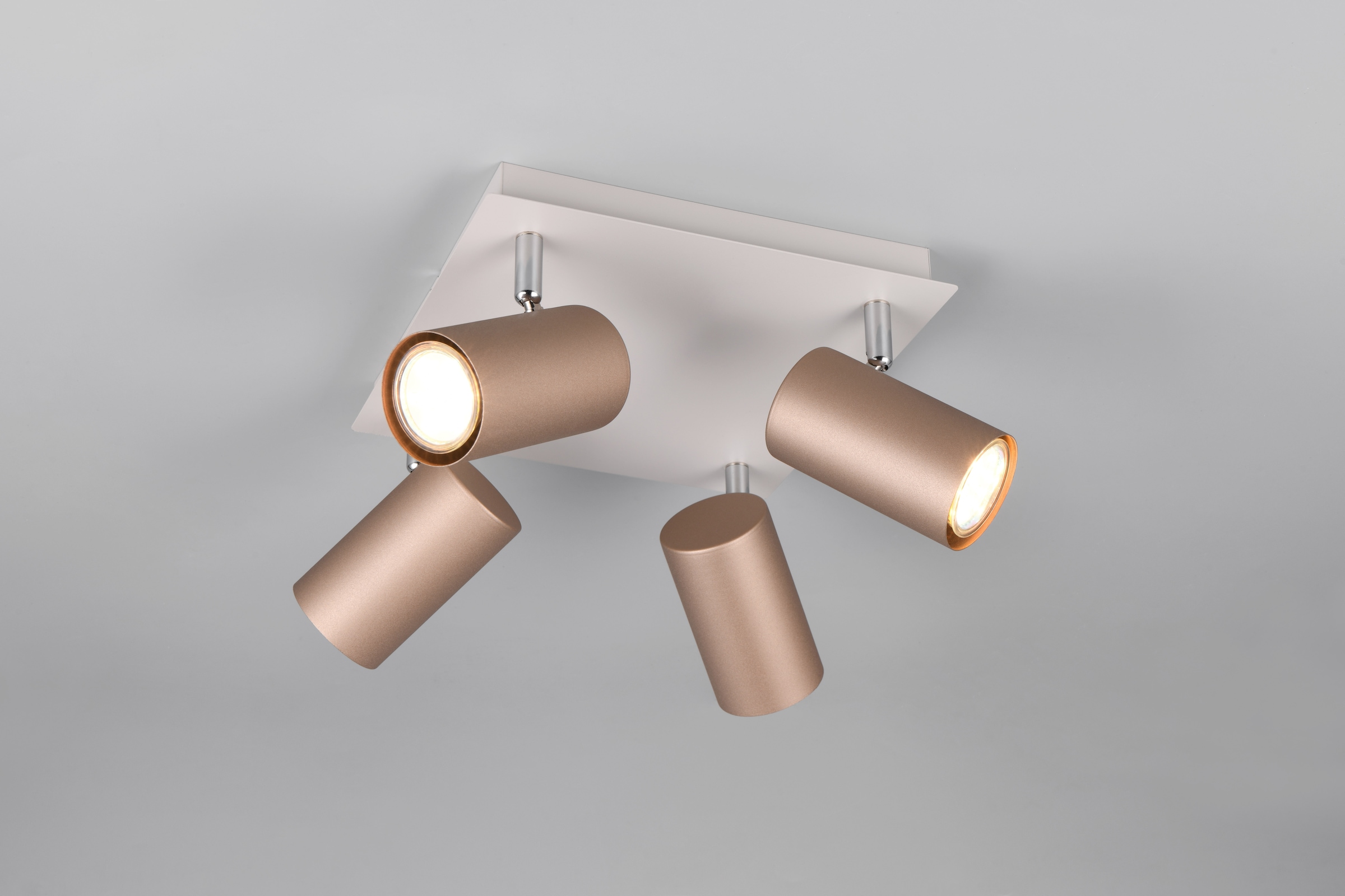 TRIO Leuchten Deckenstrahler »MARLEY, GU10 Deckenspot 1-flammig, exkl 4x GU10 max 35W, Wandspot« GU10 1 Stk. warmweiß - kaltweiß flexibel verstellbarer GU10 Deckenspot in coffee + warm grey, 24x24 cm