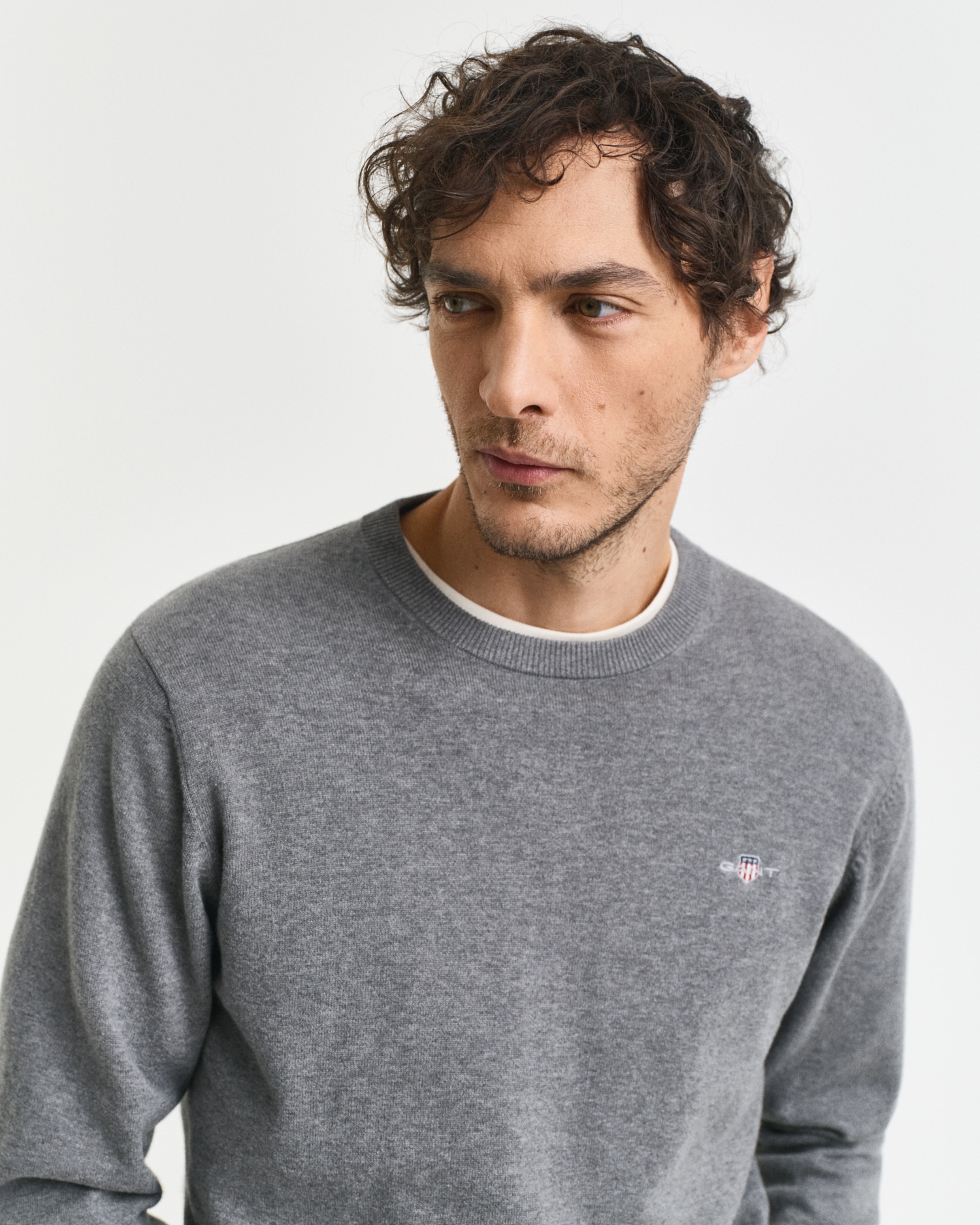 Gant Rundhalspullover »CLASSIC COTTON C-NECK«, Premium Strickpullver aus weicher 100% Baumwolle, Übergangspullover