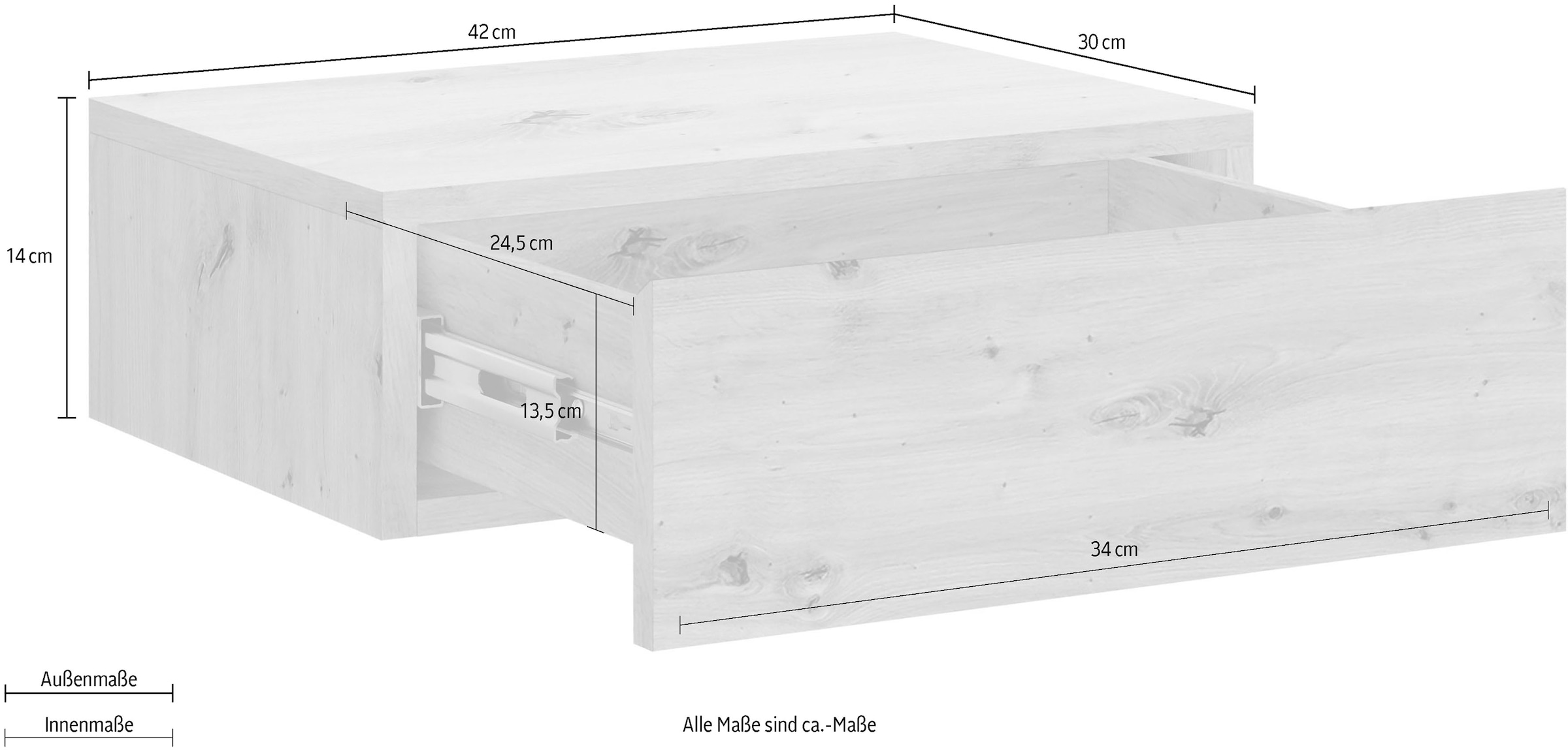 Schlafkontor Nachtkommode »Tajo«, mit Schublade, Nachtkonsole für Wandmontage
