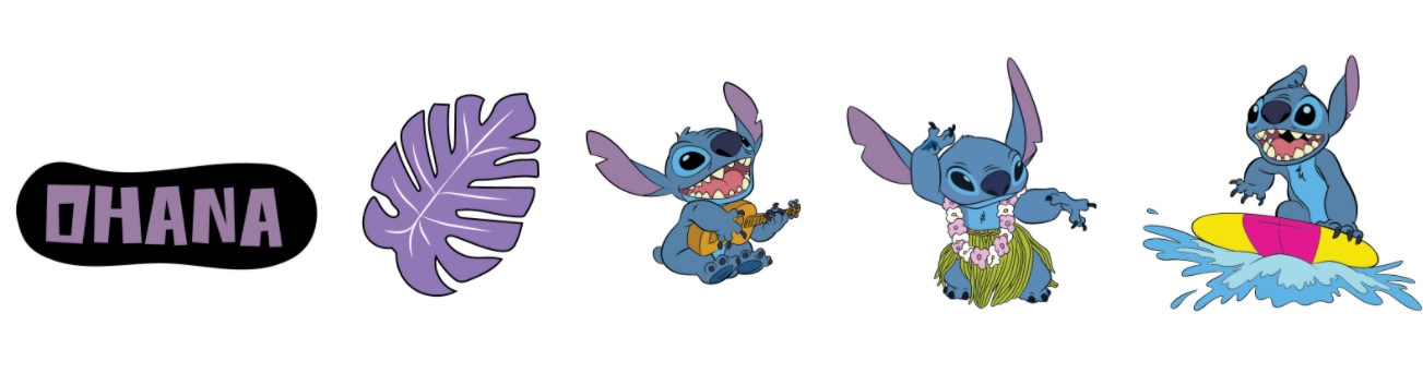 Crocs Schuhanstecker »Jibbitz™ Stitch Tropical«, (Set, 5 tlg., Kein Spielzeug. Nicht für Kinder unter 3 Jahren geeignet), Charm, Anstecker, Schuh-Anstecker von Lilo und Stich
