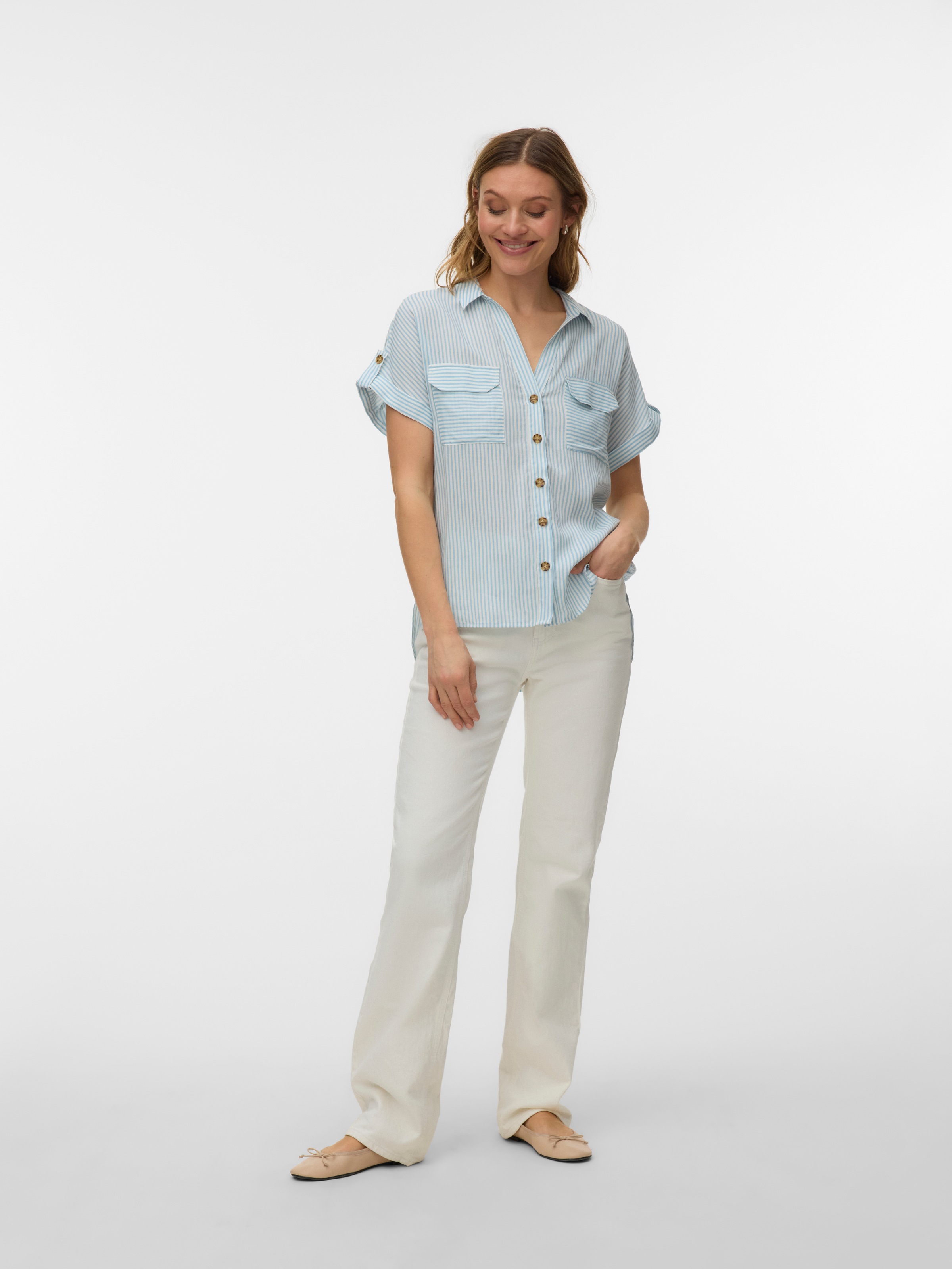 Vero Moda Kurzarmbluse »VMBUMPY S/S SHIRT WVN GA NOOS« Viskose, regular fit