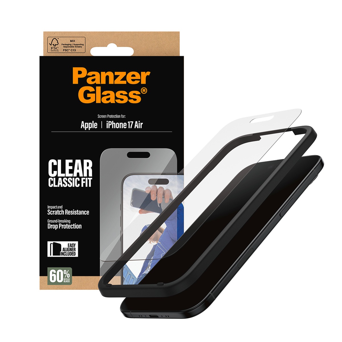 CARE by PanzerGlass Displayschutzglas »Classic Fit Screen Protector« für Apple iPhone Air Displayschutzfolie, Schutzfolie, Bildschirmschutz, kratz- & stoßfest
