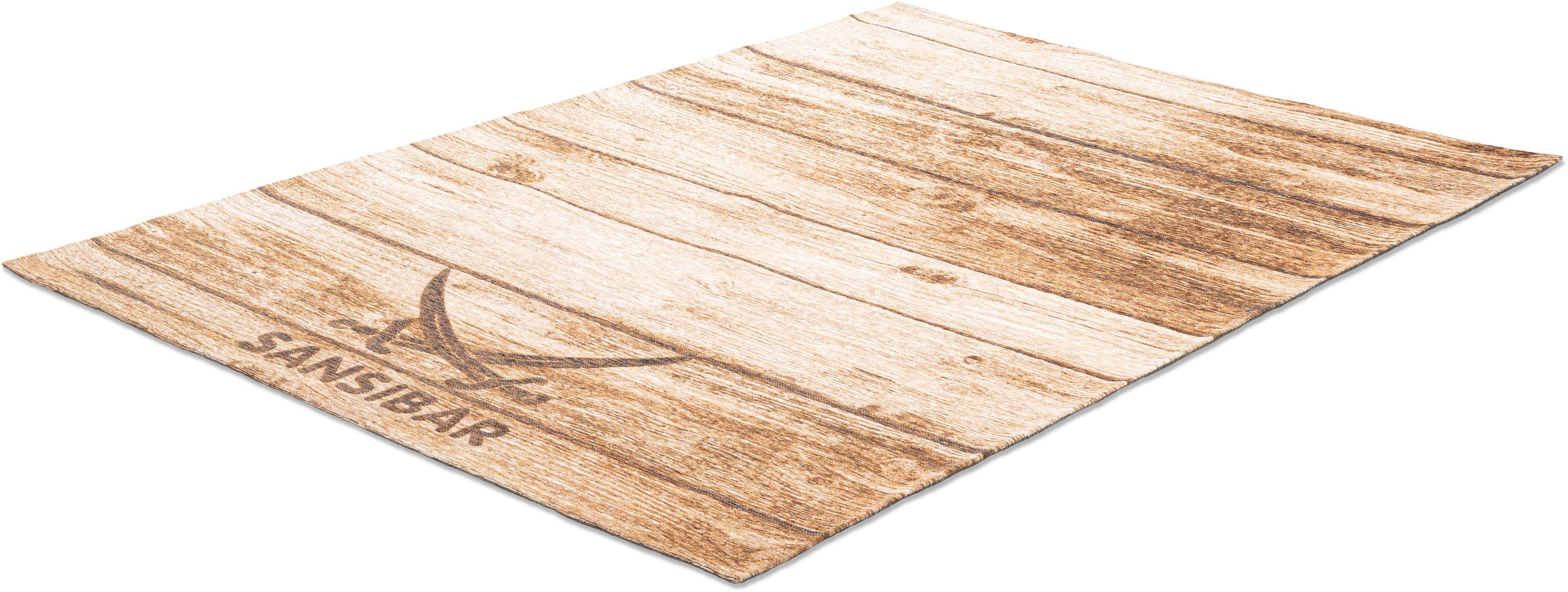 Sansibar Teppich »Keitum 009«, rechteckig, 3 mm Höhe, Flachgewebe, Motiv Holzdielen & gekreuzte Säbel