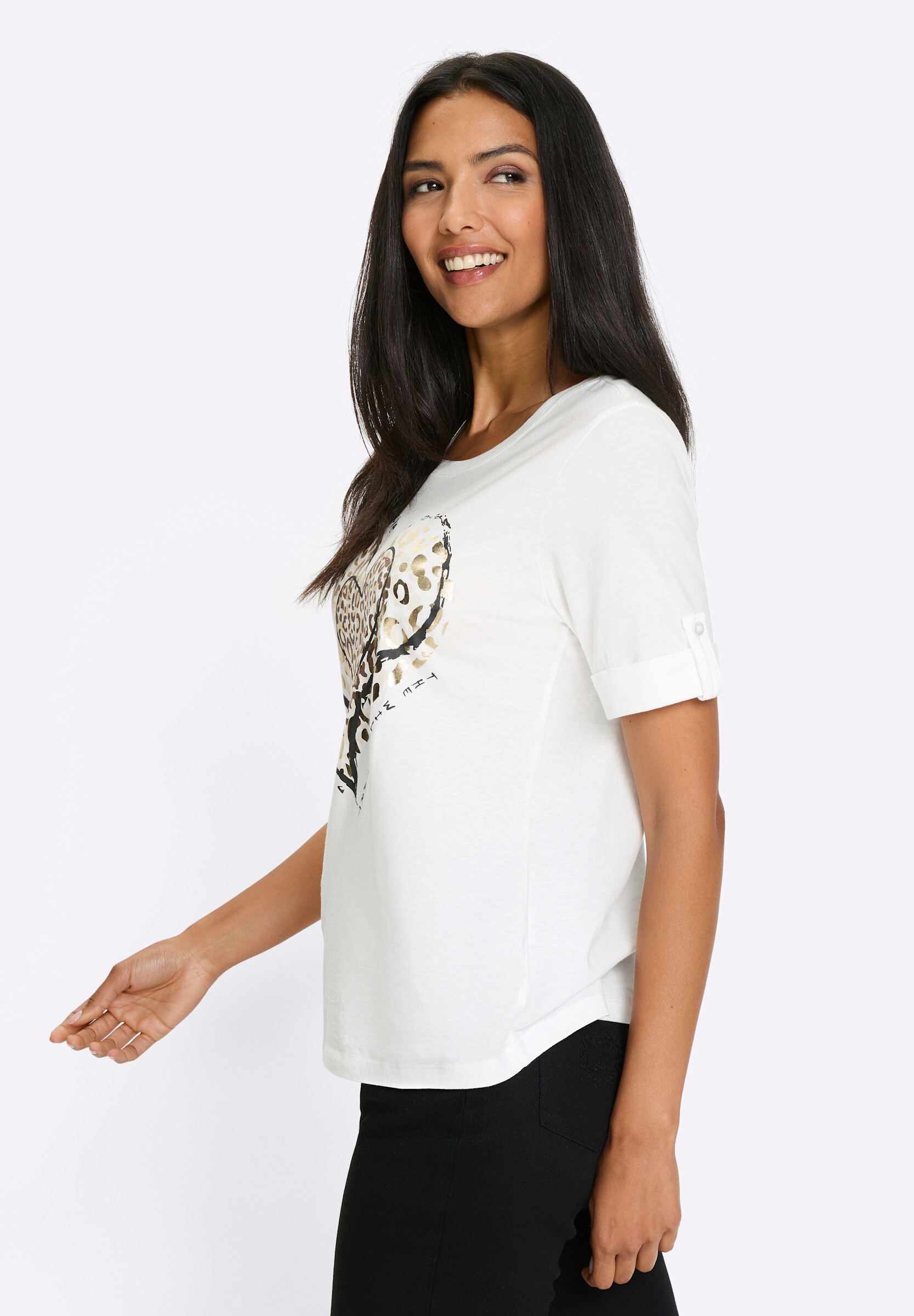 Sieh an! T-Shirt »Kurzarm-Shirt Kurzarmshirt mit Leo-Print«