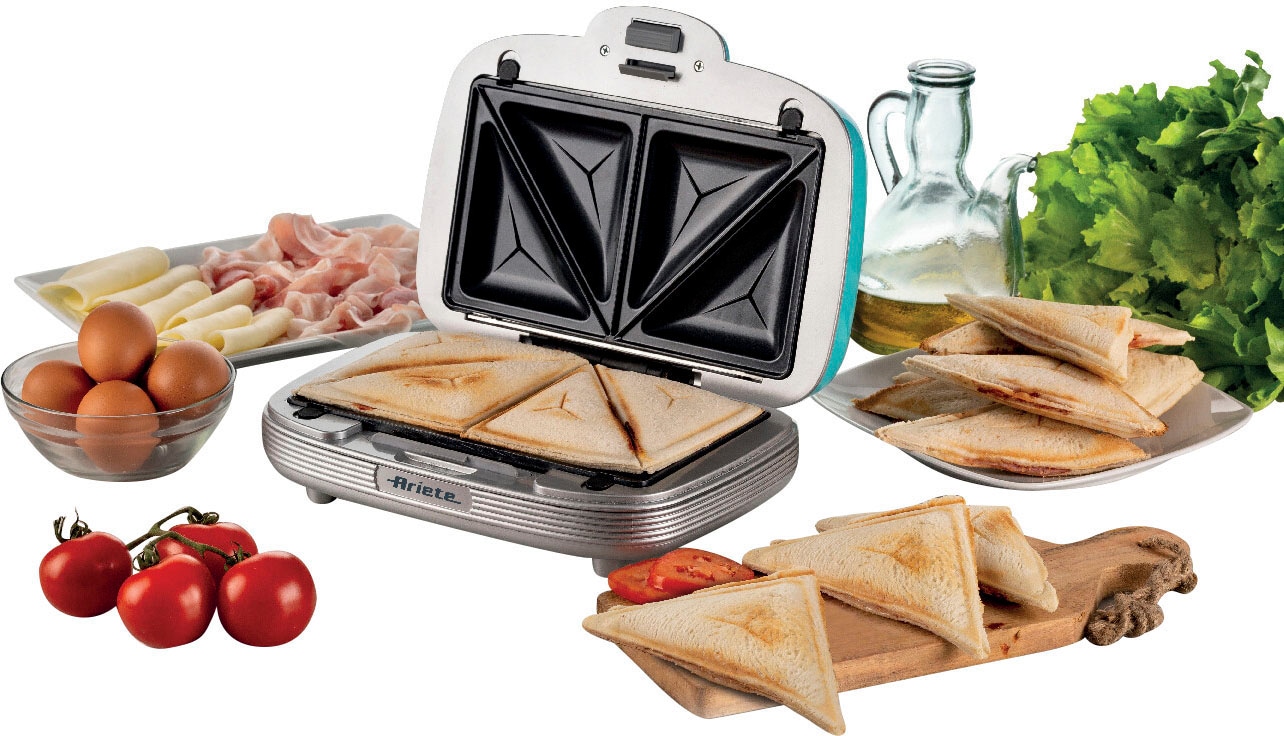 Ariete 3-in-1-Sandwichmaker »Party Time 1972B, Cookie-Maker«, 700 W, für Sandwiches, Muffins und Donats, blau