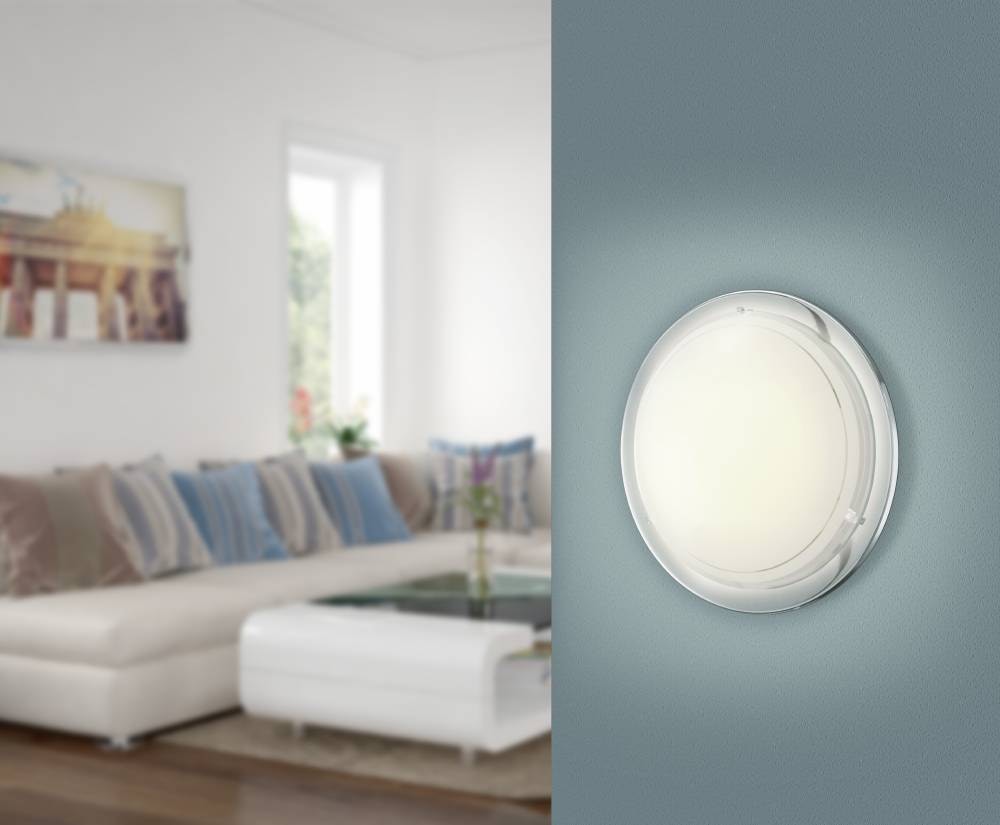 EGLO Deckenleuchte »PLANET 1 Deckenlampe, chrom, Stahl, Glas, Küchenlampe, E27«, 1 flammig, Leuchtmittel E27 | ohne Leuchtmittel, Wohnzimmerlampe, Flurlampe, Esszimmer, Büro, zeitlos, 29x29x8,5cm