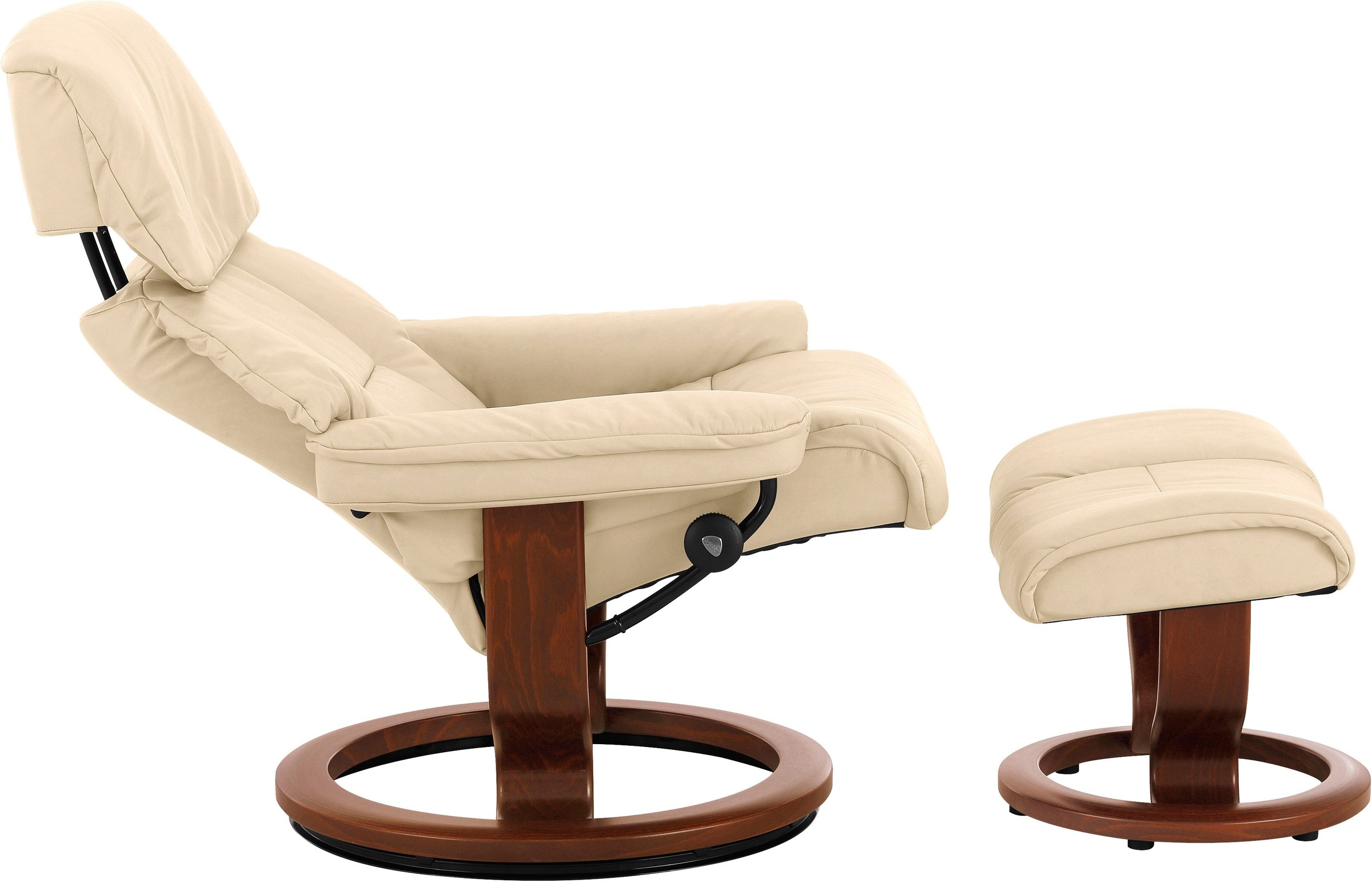 Stressless® Relaxsessel »Ruby«, (Set, Relaxsessel mit Hocker), mit Classic Base, Größe L, Gestell Eiche, Wenge, Braun & Schwarz