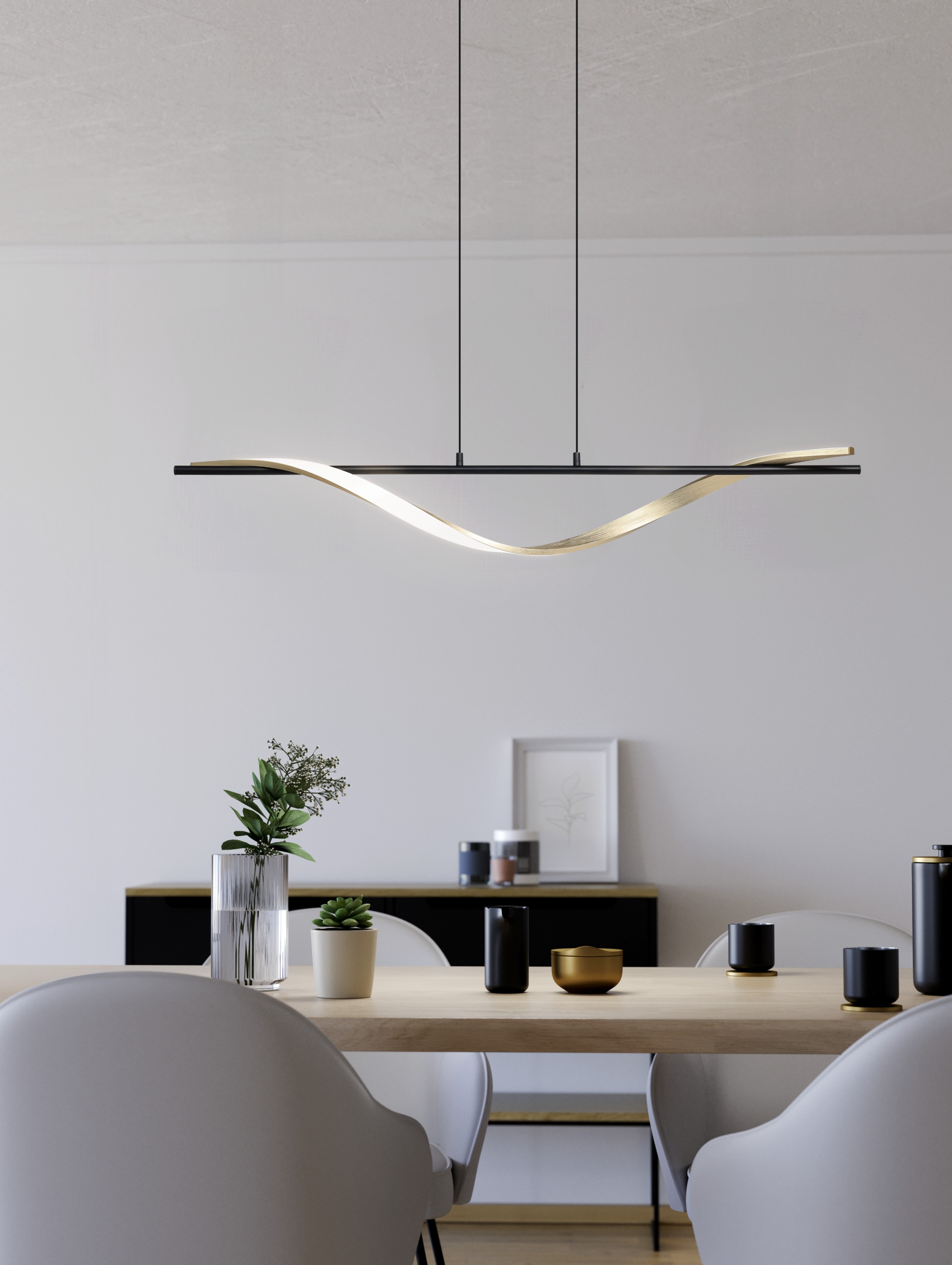 EGLO Hängeleuchte »CONAPRATO Pendellampe - Alu, Stahl - LED - 20W - IP20« LED-Modul 1 Stk. Kaltweiß | Neutralweiß | Warmweiß Hängelampe, Deckenlampe, Wohnzimmer, Esszimmer, L115 x B11,5 x H120 cm