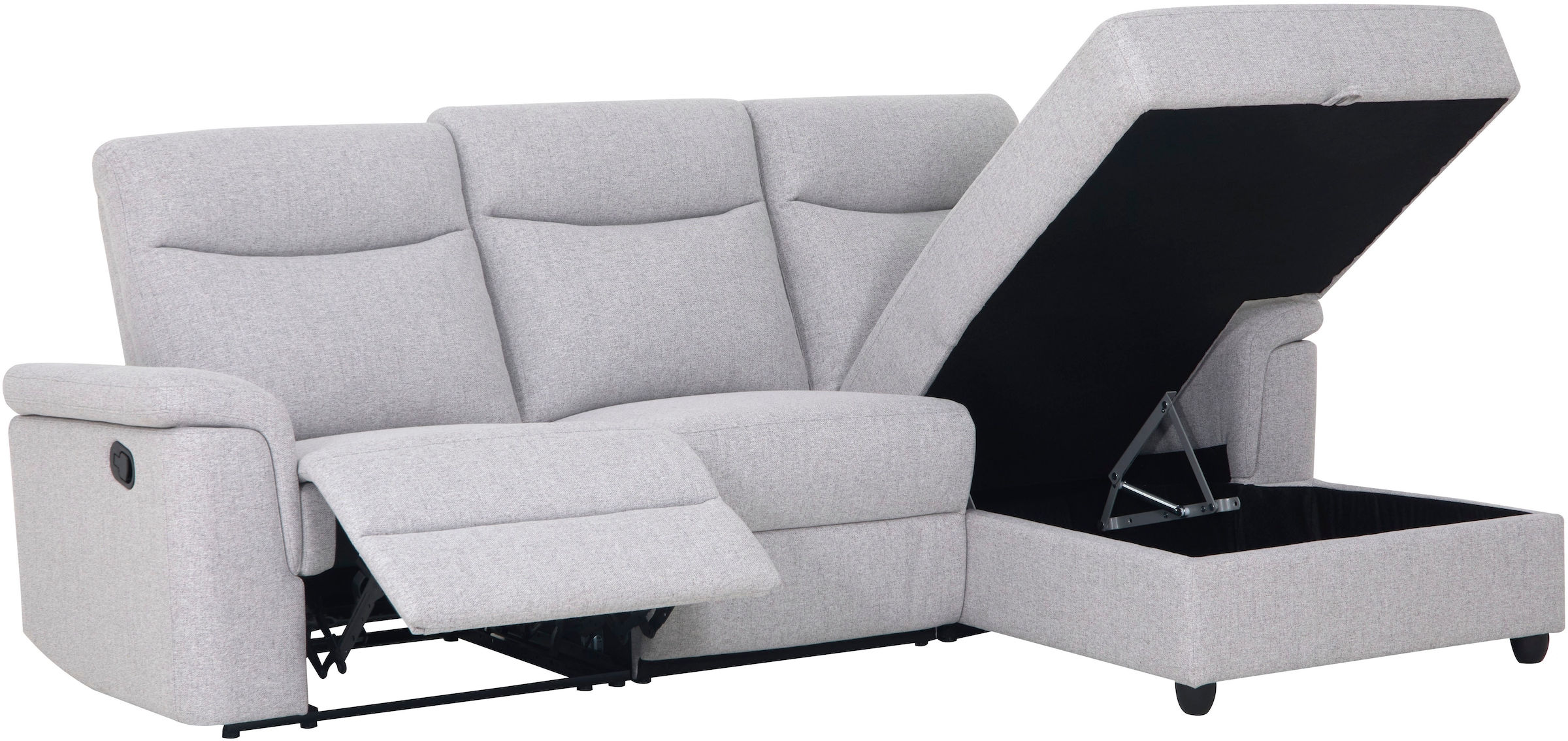 Home affaire Ecksofa »BRIONNE, L-Form, 255cm, manuelle u. elektrische Funktion (USB A/C),«, Liegefunktion, Stauraum, Federkernpolsterung, Webstoff