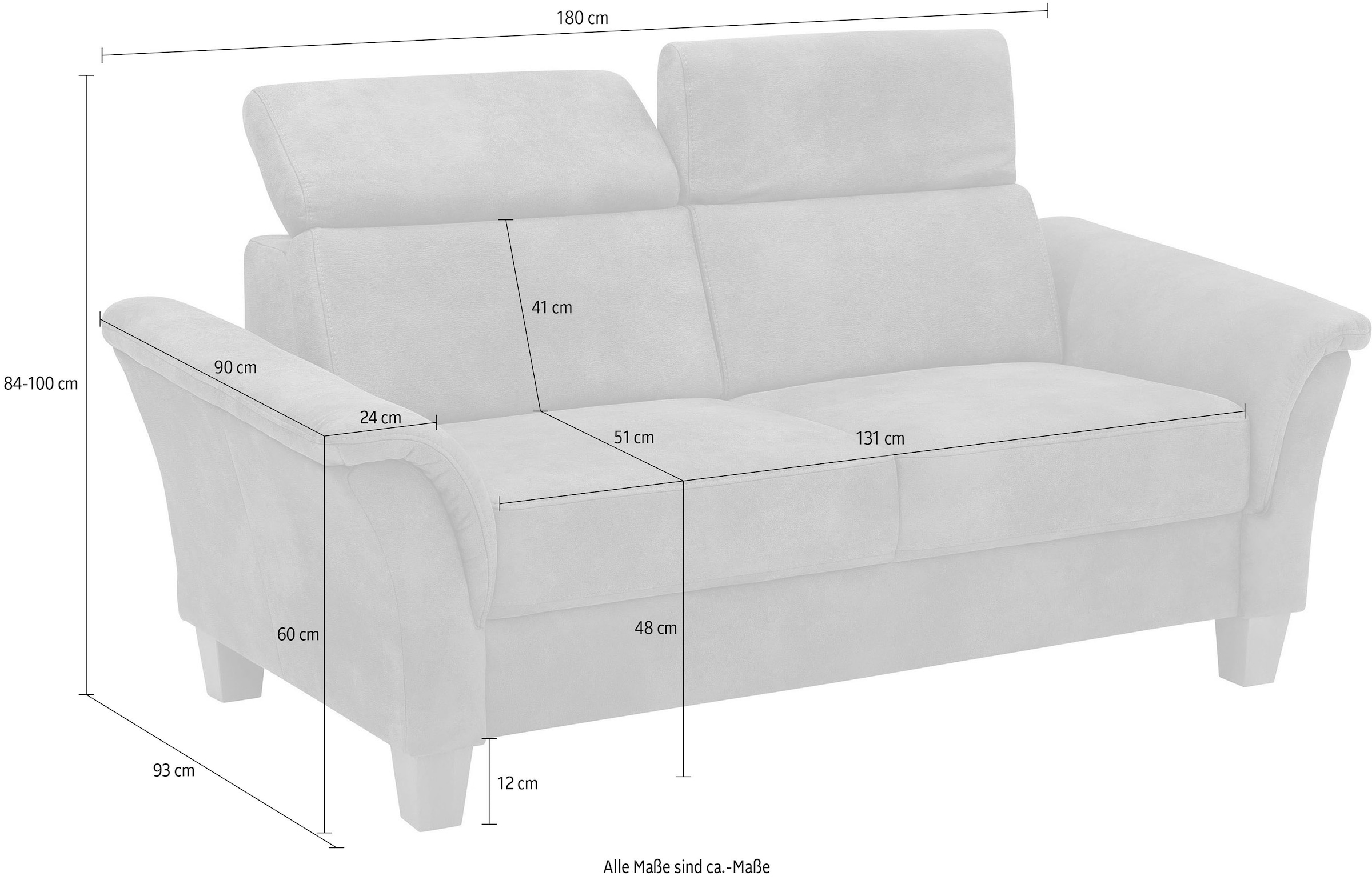 Home affaire 2,5-Sitzer »Conville« inkl. Kopfteilverstellung