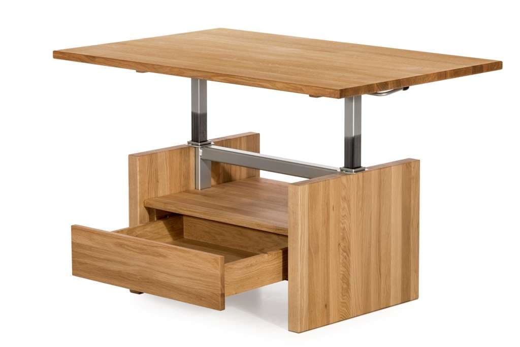 Home affaire Couchtisch »Hamilton Kaffeetisch, Massivholz, modern design, in Eiche geölt«, höhenverstellbar Tischplatte, rechteckig, mit Schublade, Ablage