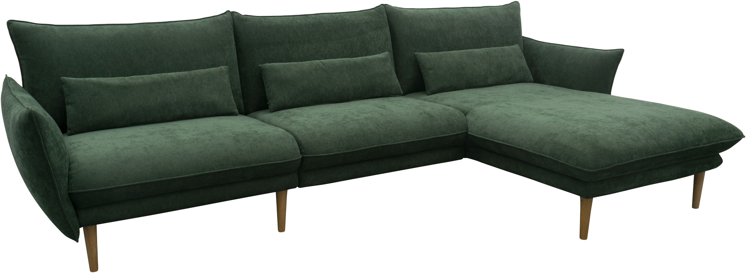 DOMO collection Ecksofa »Leuven modern mit schmalen Armlehnen, Breite 282 cm, L-Form« angenehm feste Polsterung, bodenfrei, 19 cm hohe Holzfüße