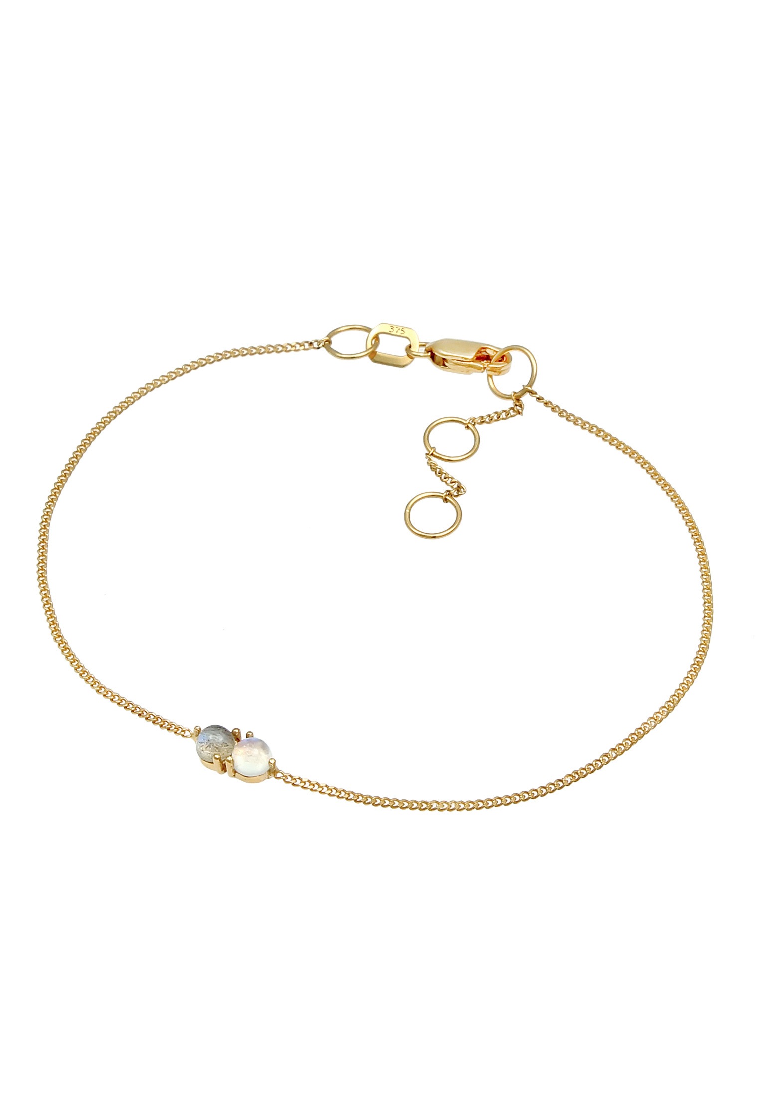 Elli Premium Armkette »Armband Mondstein Labradorit Rund Basic 375 Gelbgold«