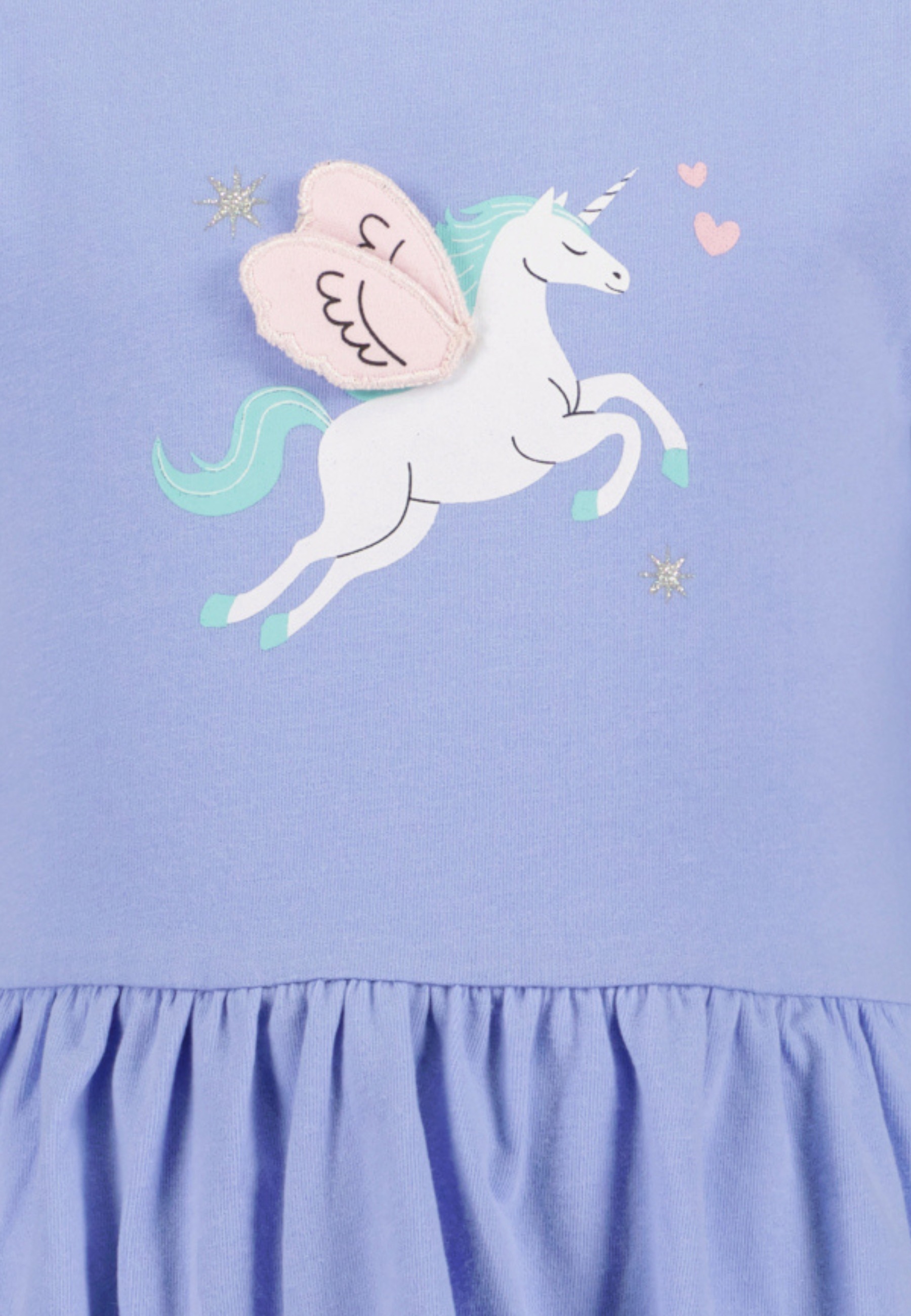 Blue Seven Jerseykleid, mit hochwertigem Einhorn-Frontmotiv und mit Volants