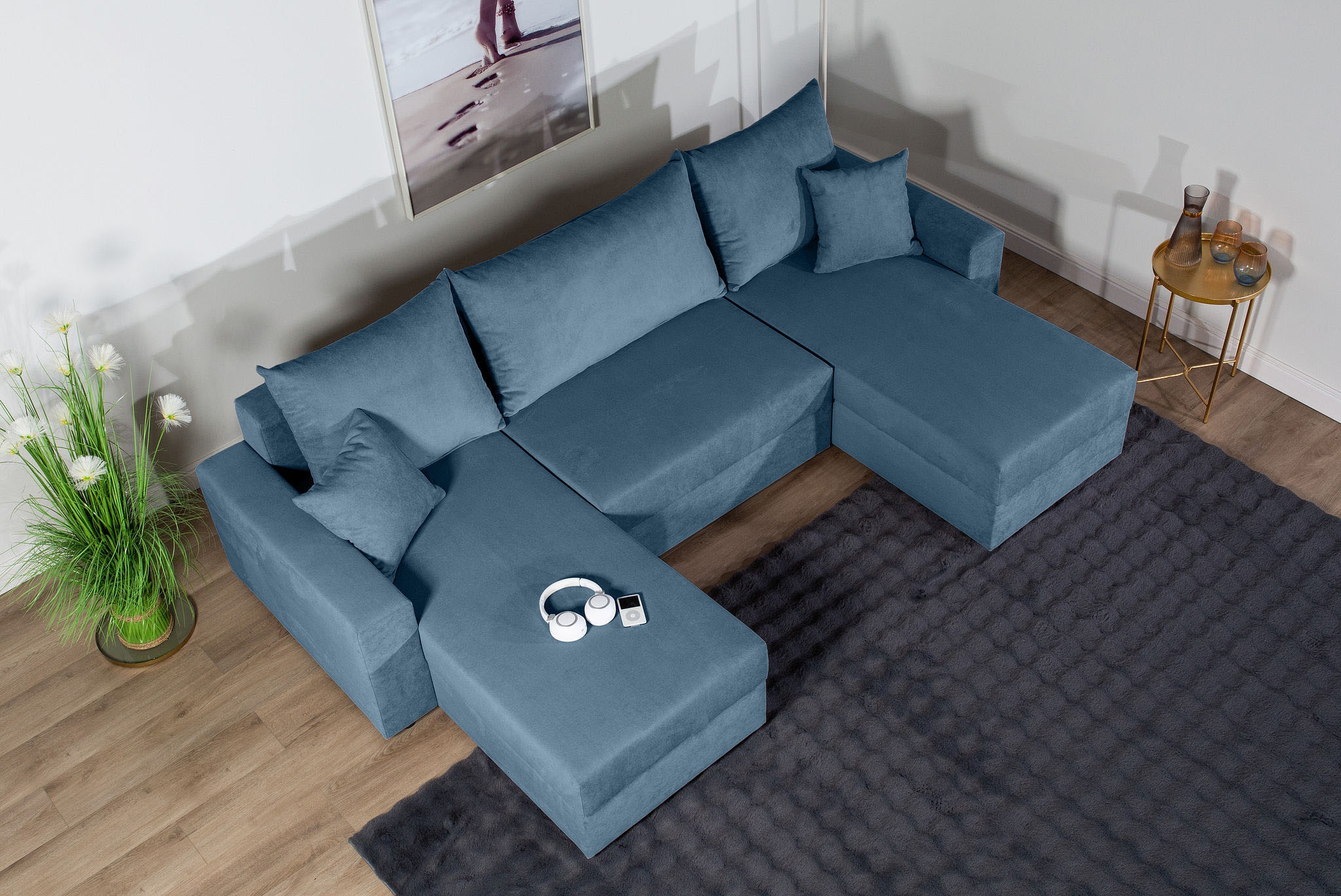 COLLECTION AB Wohnlandschaft »Pico U-Form, Breite 252, mit Armlehne Schlaffunktion, Bettkasten«, Wohnlandschaft,2 X Ottomane,Polyätherschaum Polsterung
