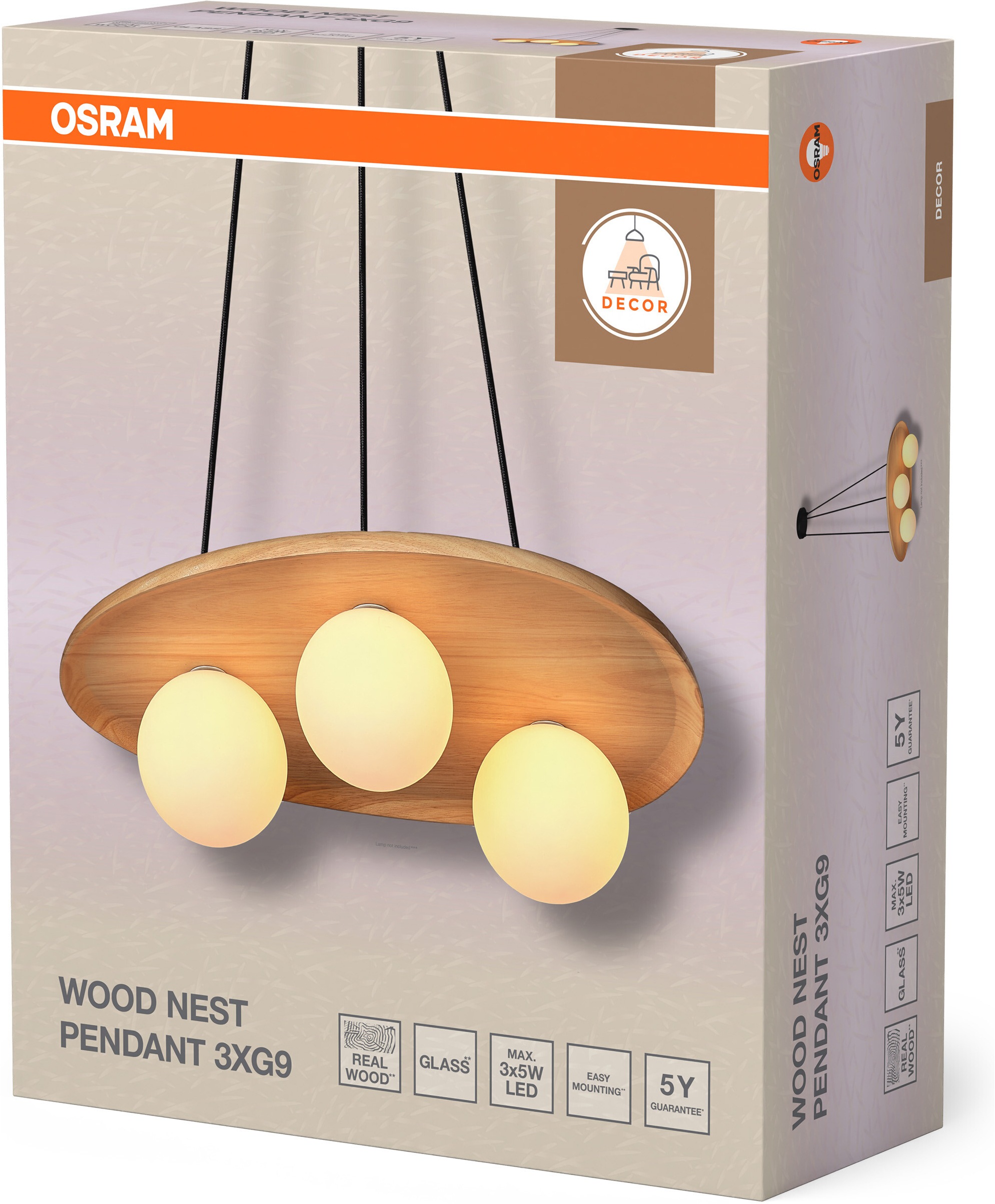 Osram Pendelleuchte »Decor Acacia-Wood Nest« G9 1 Stk. braun, Fassung G9