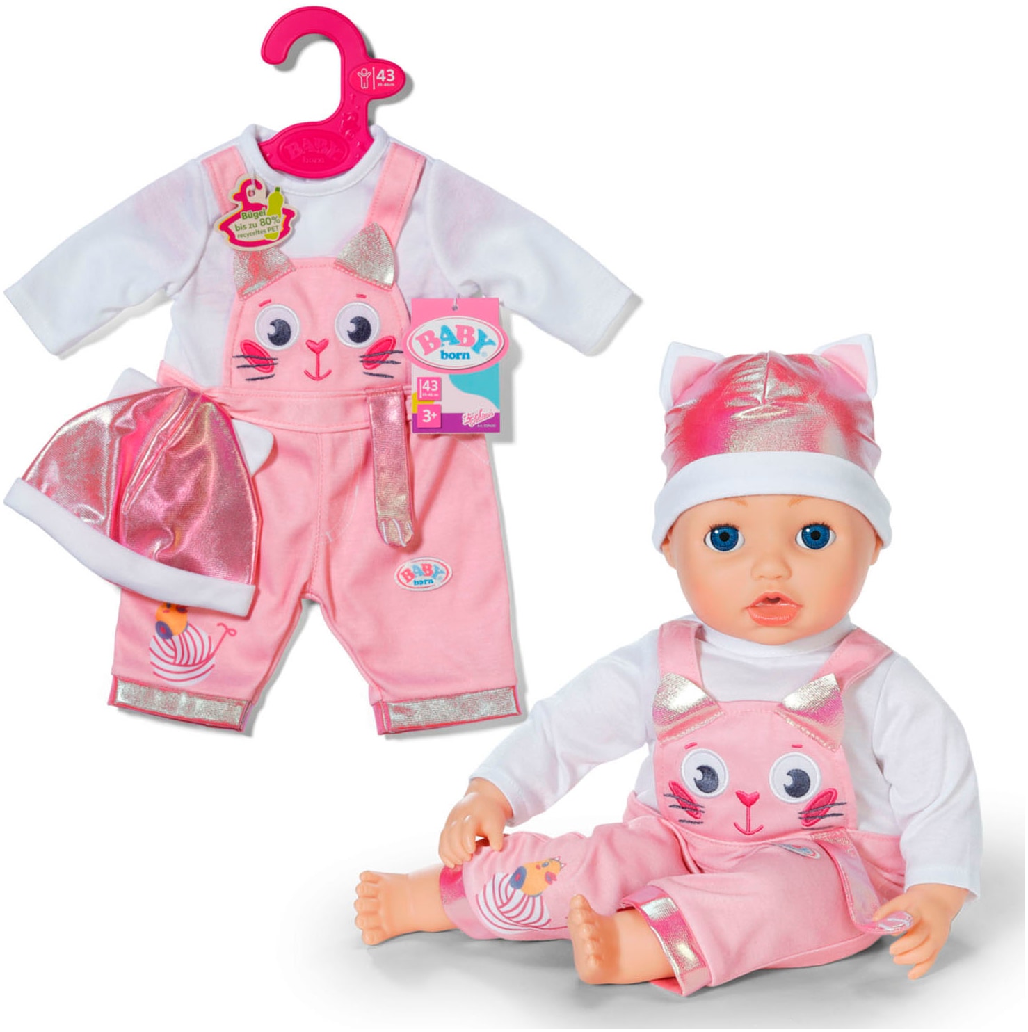 Baby Born Puppenkleidung »Einteiler mit Mütze 43 cm«, (Set)
