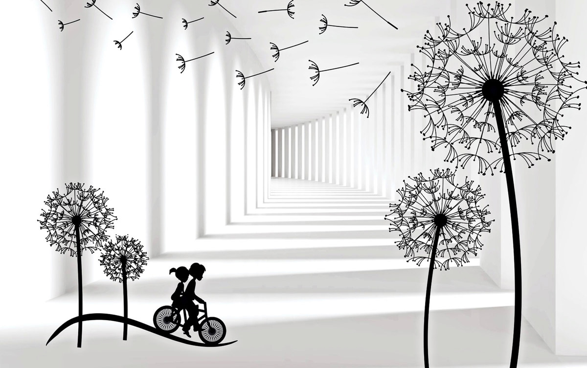Papermoon, Fototapete »Muster Pusteblumen«, bunt, Vlies, B/L: 4 m m x 2,6 m m - Bahnen: 8 Stk. St., bunt