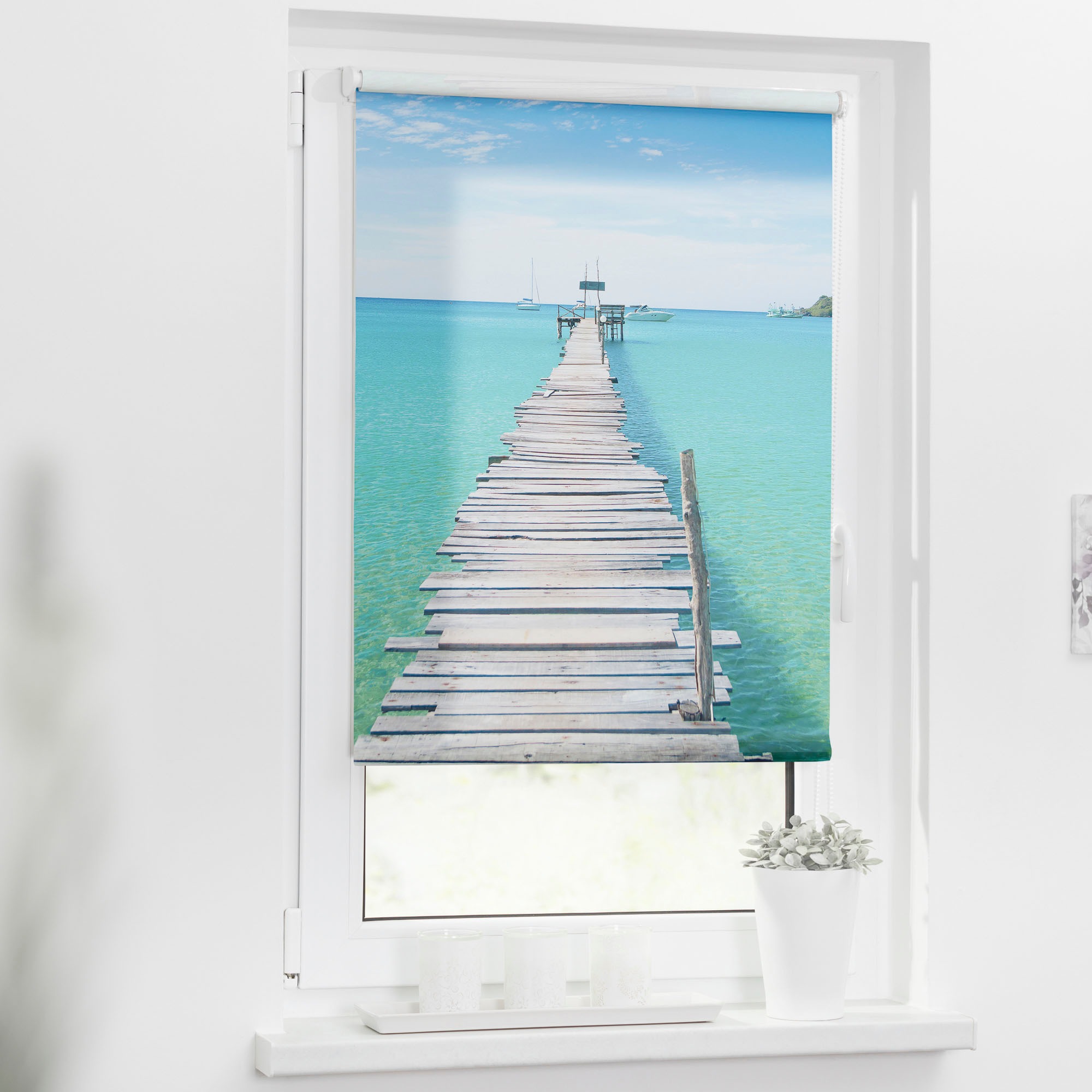 LICHTBLICK ORIGINAL Seitenzugrollo »Rollo Klemmfix, ohne Bohren, blickdicht, El Mar - Blau« blickdicht Blendschutz | Sichtschutz freihängend