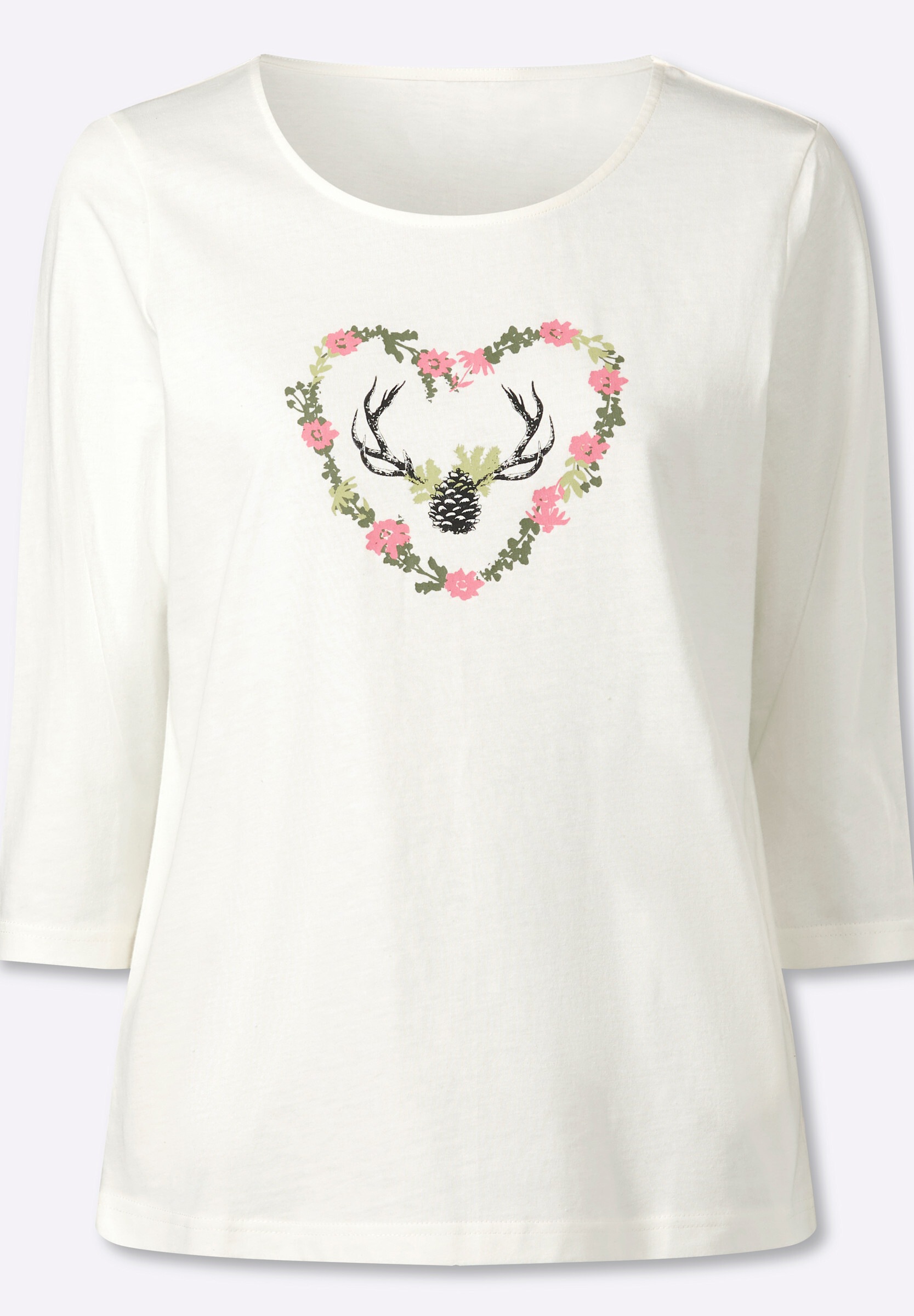 Sieh an! T-Shirt »3/4-Arm-Shirt 3/4-Arm-Shirt mit platziertem Druck«