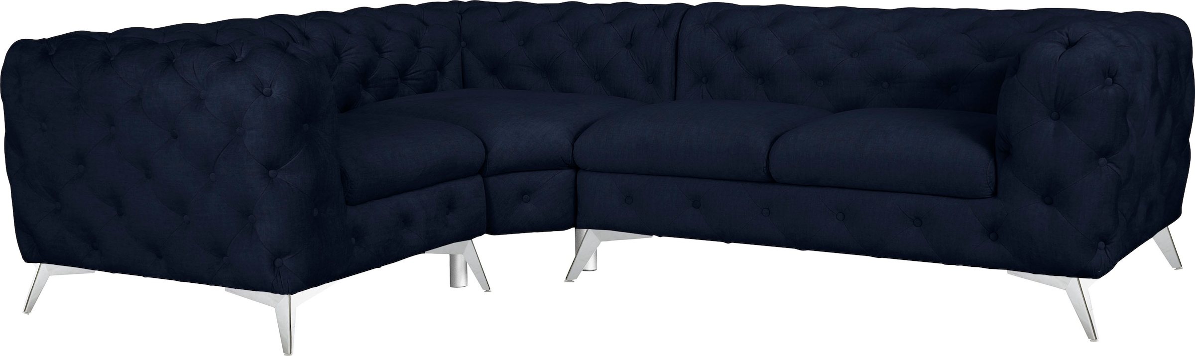 Home affaire Chesterfield-Sofa »Ecksofa GLYNIS L-Form mit Wellenunterfederung, Maße B/T/H 264/204/75cm« aufwändige Knopfheftung, moderne Chesterfield Optik, Fußfarbe wählbar