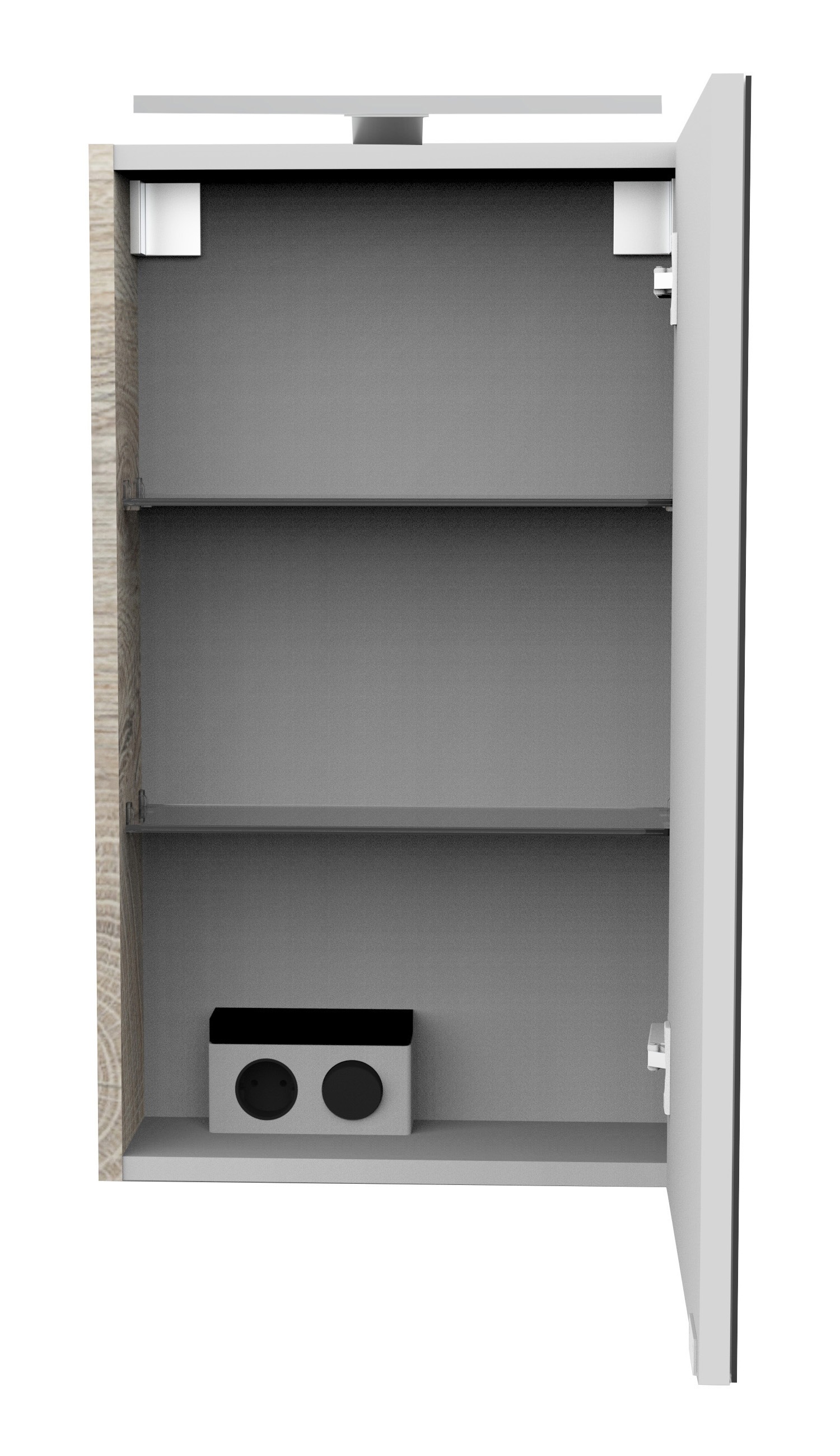 FACKELMANN Spiegelschrank »SBC«, (Spiegelschrank mit LED-Aufsatzleuchte), Aufsatzleuchte, Schalter und Steckdose, Breite 40cm, Anschlag rechts