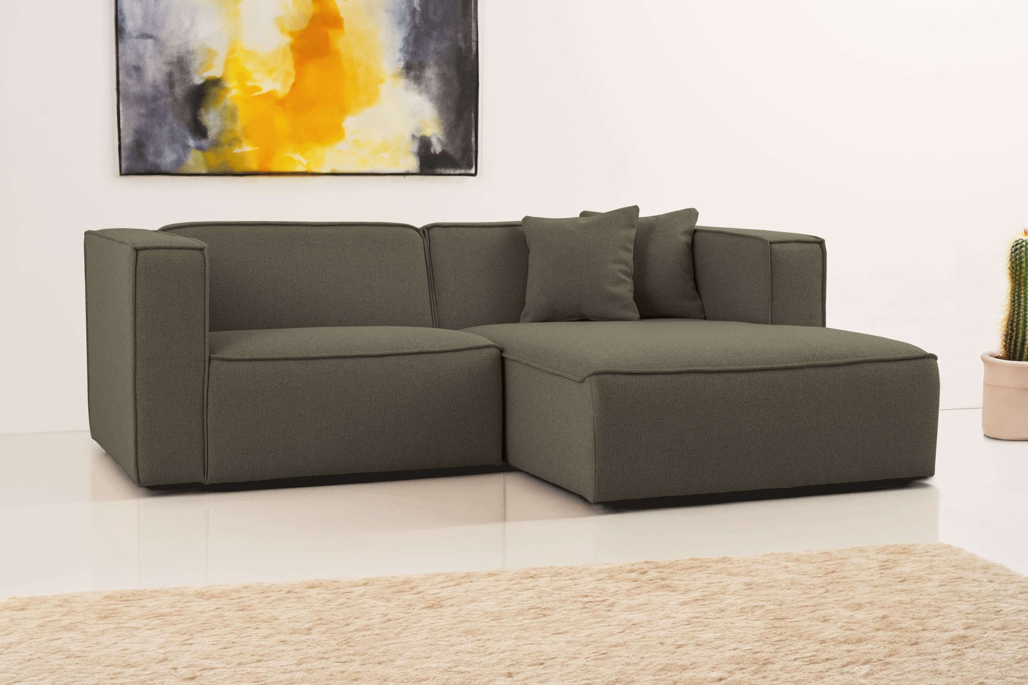 OTTO home Ecksofa »Tammie«, Breite 222 cm, Webstoff fein, bodentief, mit Wellenunterfederung