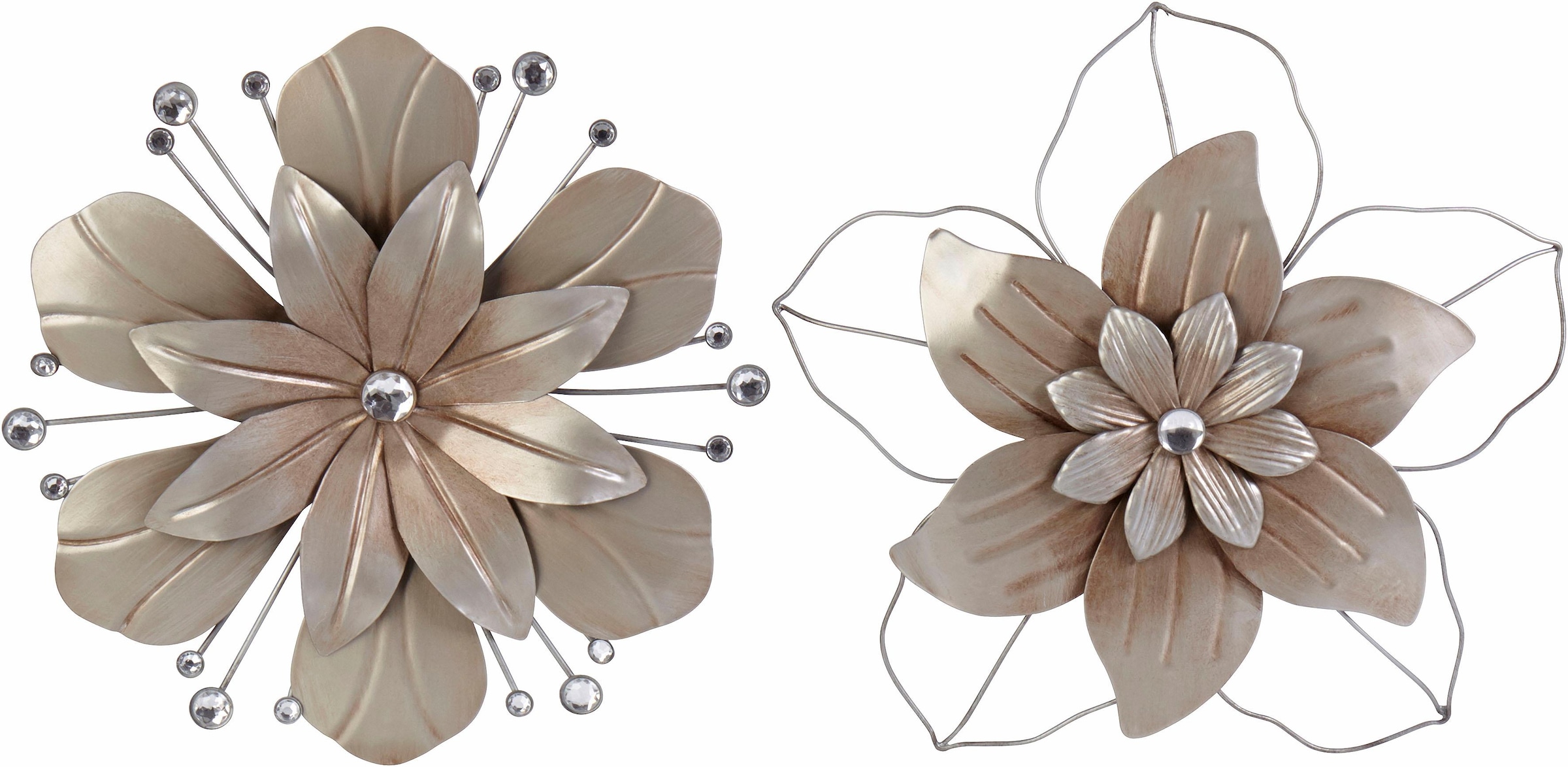 Home affaire Wanddekoobjekt »Blume«, Wanddeko, aus Metall, mit Perlmutt  Verzierung auf Raten bestellen