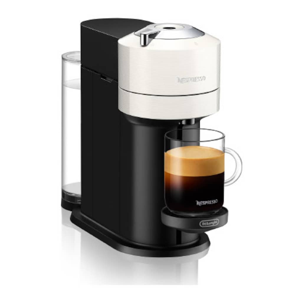 Nespresso Kapselmaschine »Vertuo Next ENV 120.W von DeLonghi, White«, inkl. Aeroccino Milchaufschäumer im Wert von 75,- UVP, 54% aus recyceltem Material