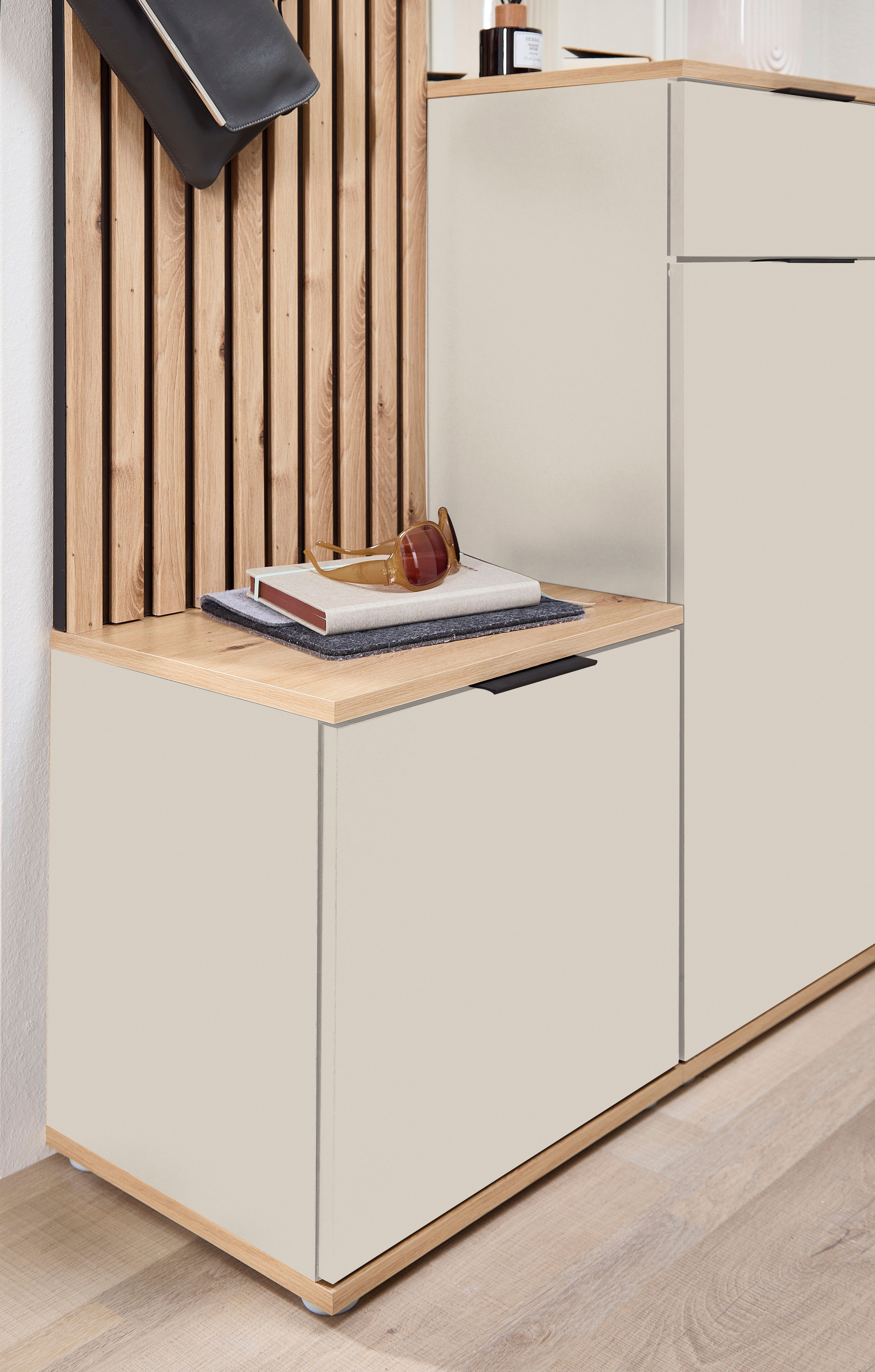 HBZ Kompaktgarderobe »Simple mit Spiegel, Flurgarderobe BxHxT 88x195x35 cm« 4 Stk. tlg. mit Bank, Paneel, Schuhkommode mit Schubkasten und Spiegel