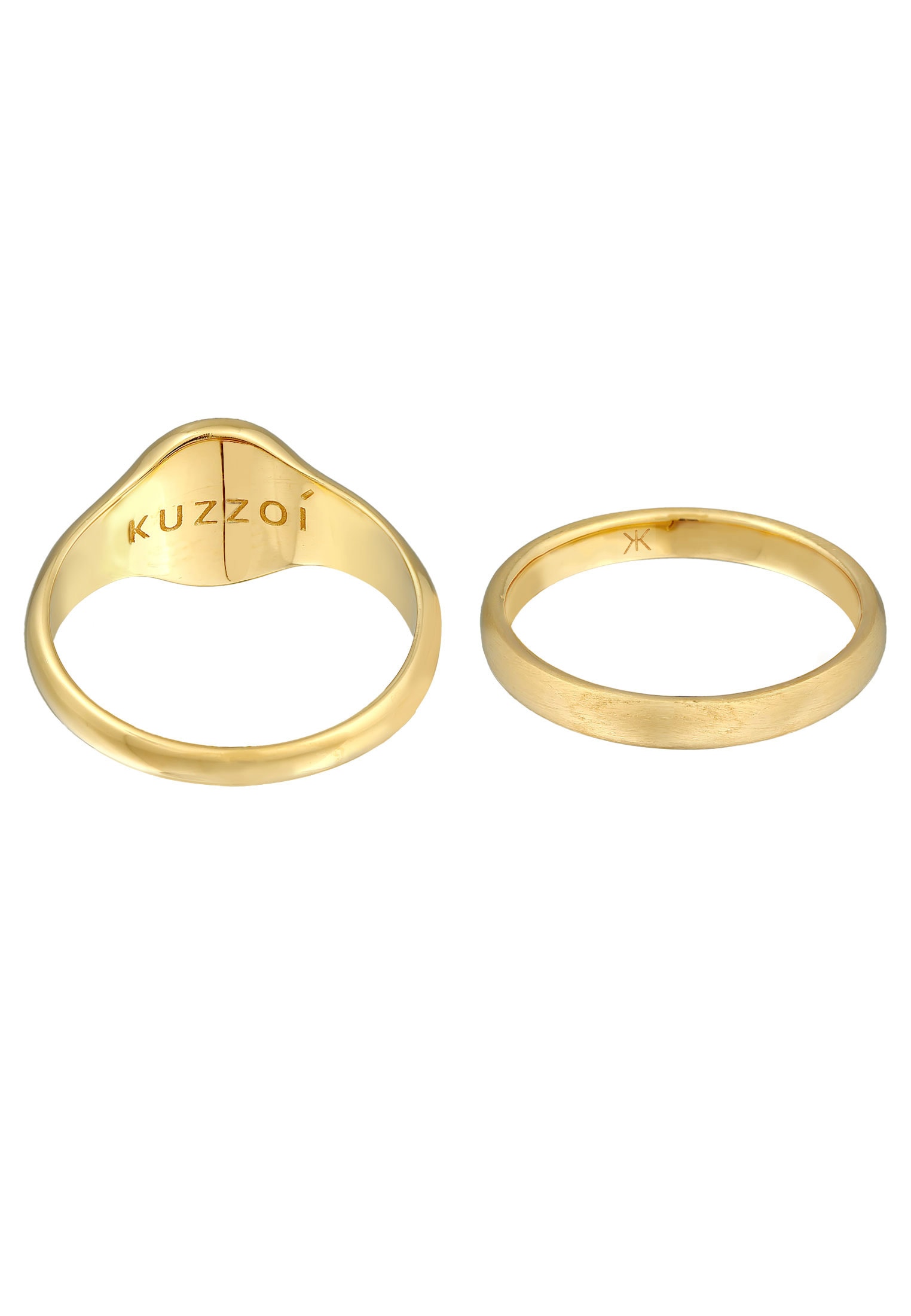 Kuzzoi Siegelring »Ring Herren Siegelring Basic Bandring 2er Set 925 Silber«