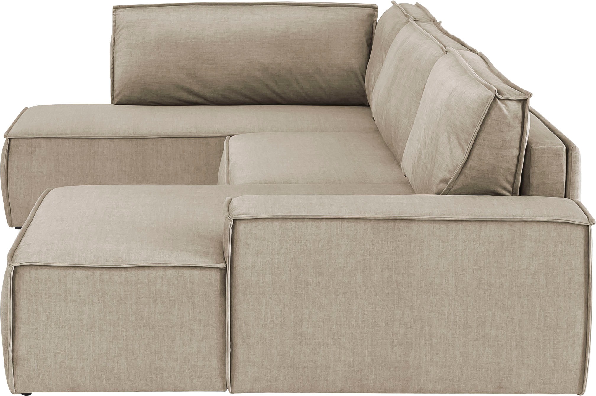 Home affaire Wohnlandschaft »SHERWOOD 329 cm, U-Form, Schlafsofa,«, Schlaffunktion m. Bettkasten (194x139 cm), Cord, Vintage, Samtvelours