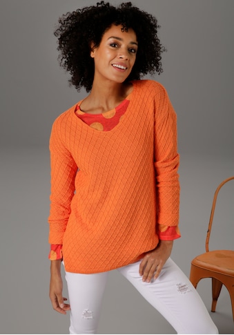 Aniston CASUAL V-Ausschnitt-Pullover, im trendigen Mustermix - NEUE KOLLEKTION kaufen