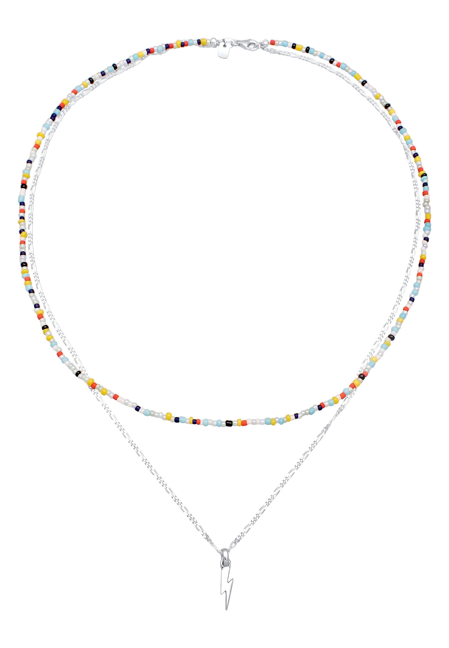 Kuzzoi Silberkette »Halskette Layer Glas Beads Blitz Anhänger 925 Silber«