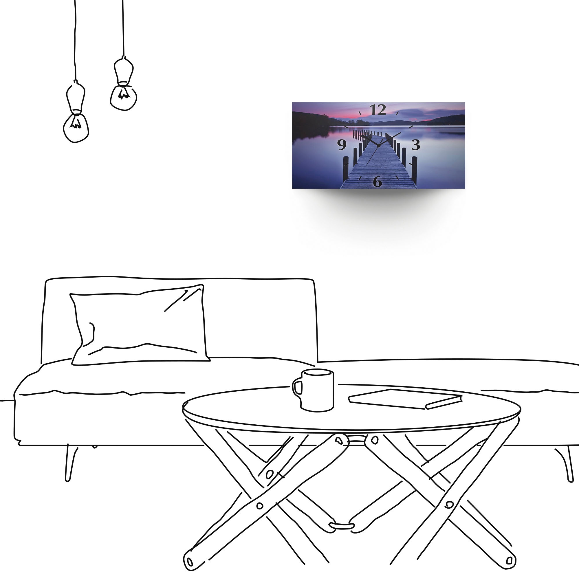 Artland Wanduhr »Panorama Steg Coniston Water«, 3D Optik gebogen, mit Quarz- oder Funkuhrwerk, versch. Größen