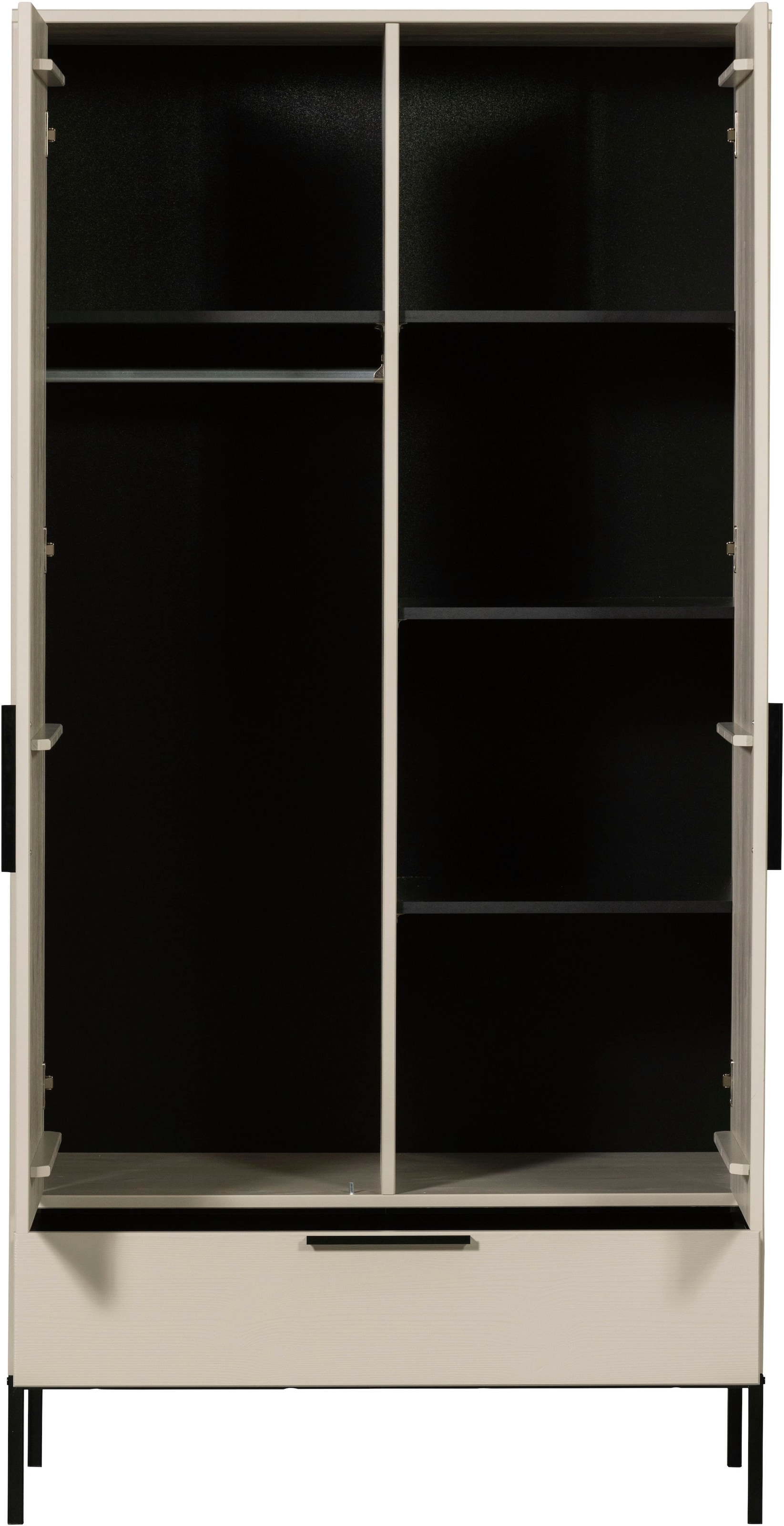 WOOOD Mehrzweckschrank »Adam FSC®-Kiefernholz mit Metallgestell H 200 x B 100 x T 53 cm« Tragkraft 15 kg pro Boden, Kleiderstange 10 kg, Einfach zu montierbar