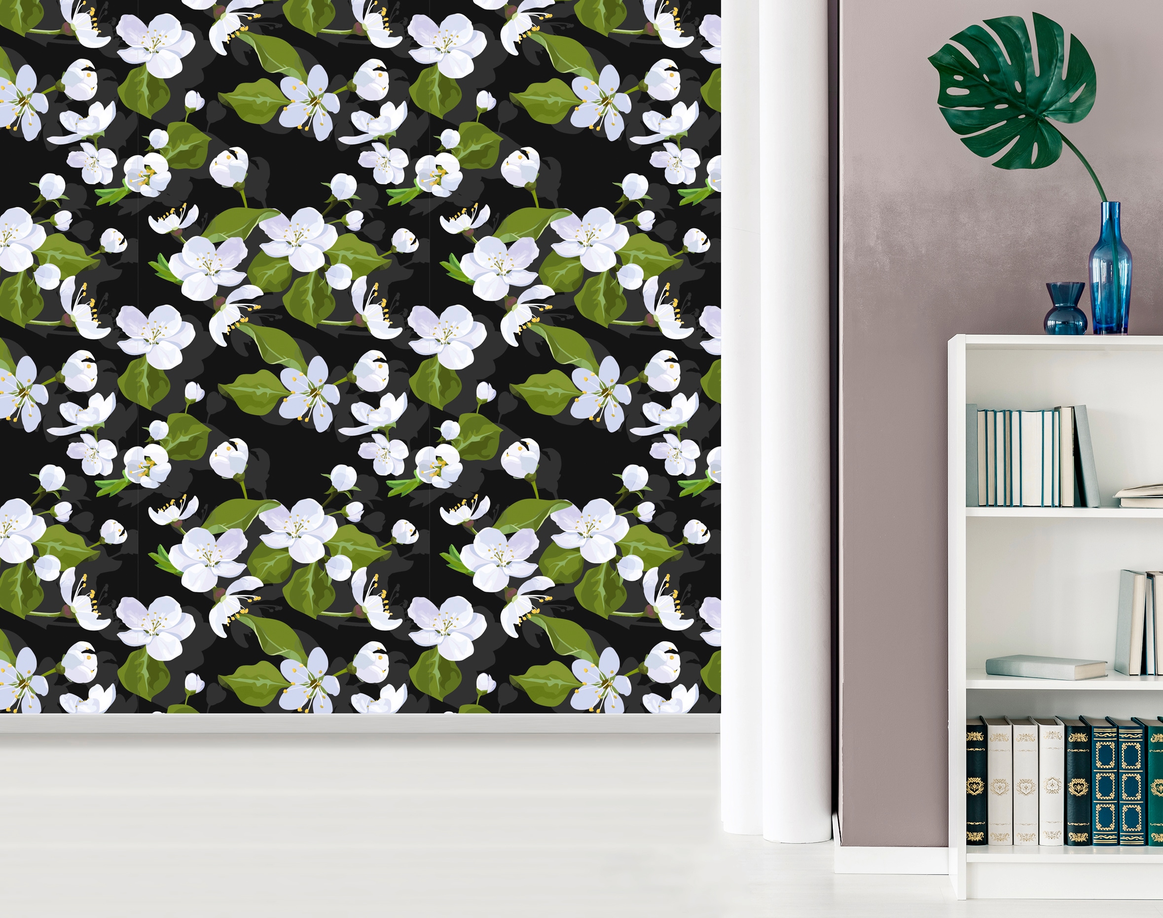 queence Vinyltapete »Amina«, bedruckt-Motiv-botanisch-floral-gemustert-natürlich, 90x250cm, selbstklebend, kinderleichte Anbringung, Sticker